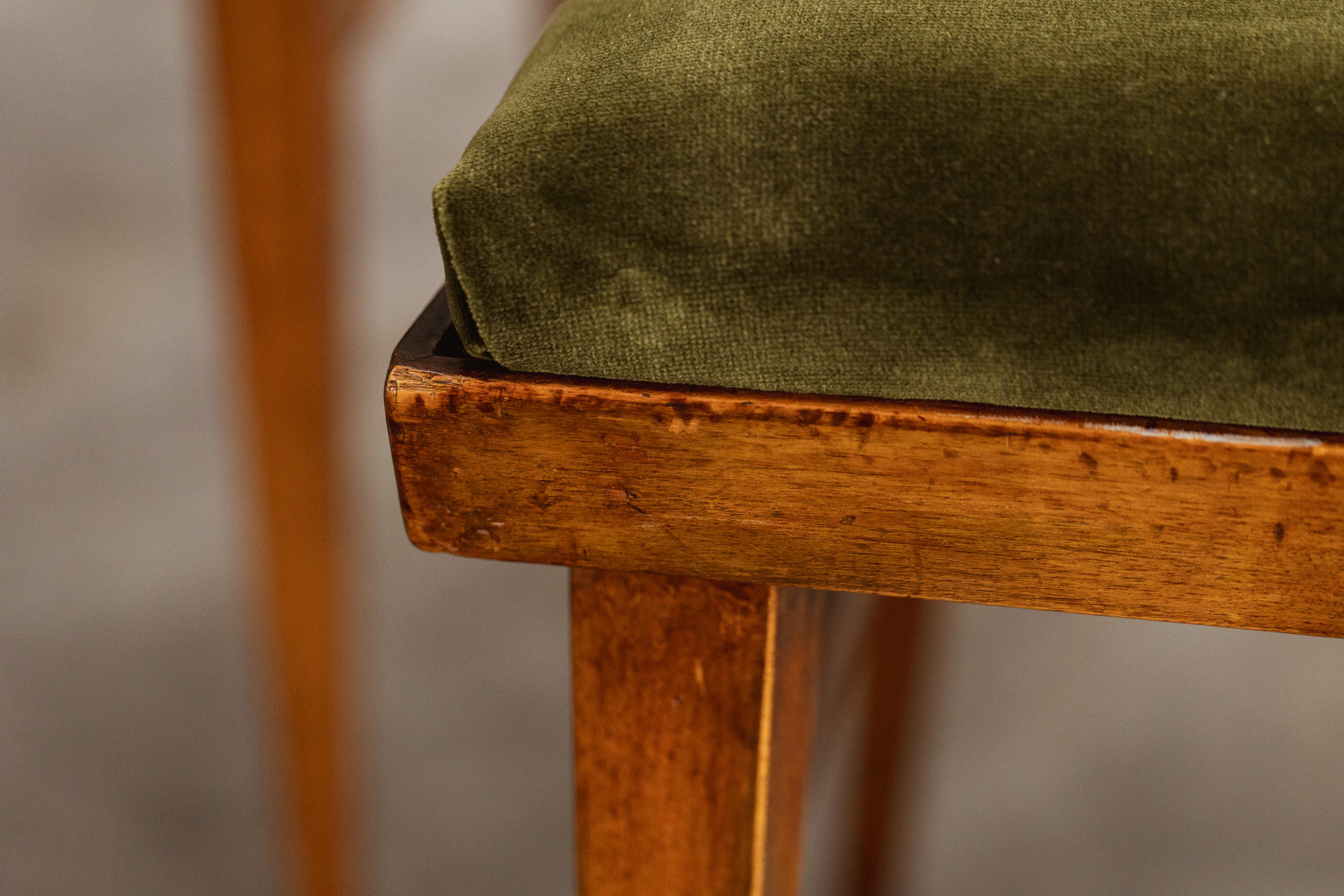 Velvet Guglielmo Ulrich Dining Chairs for Saffa Milano, 1950, Set of 4 For Sale