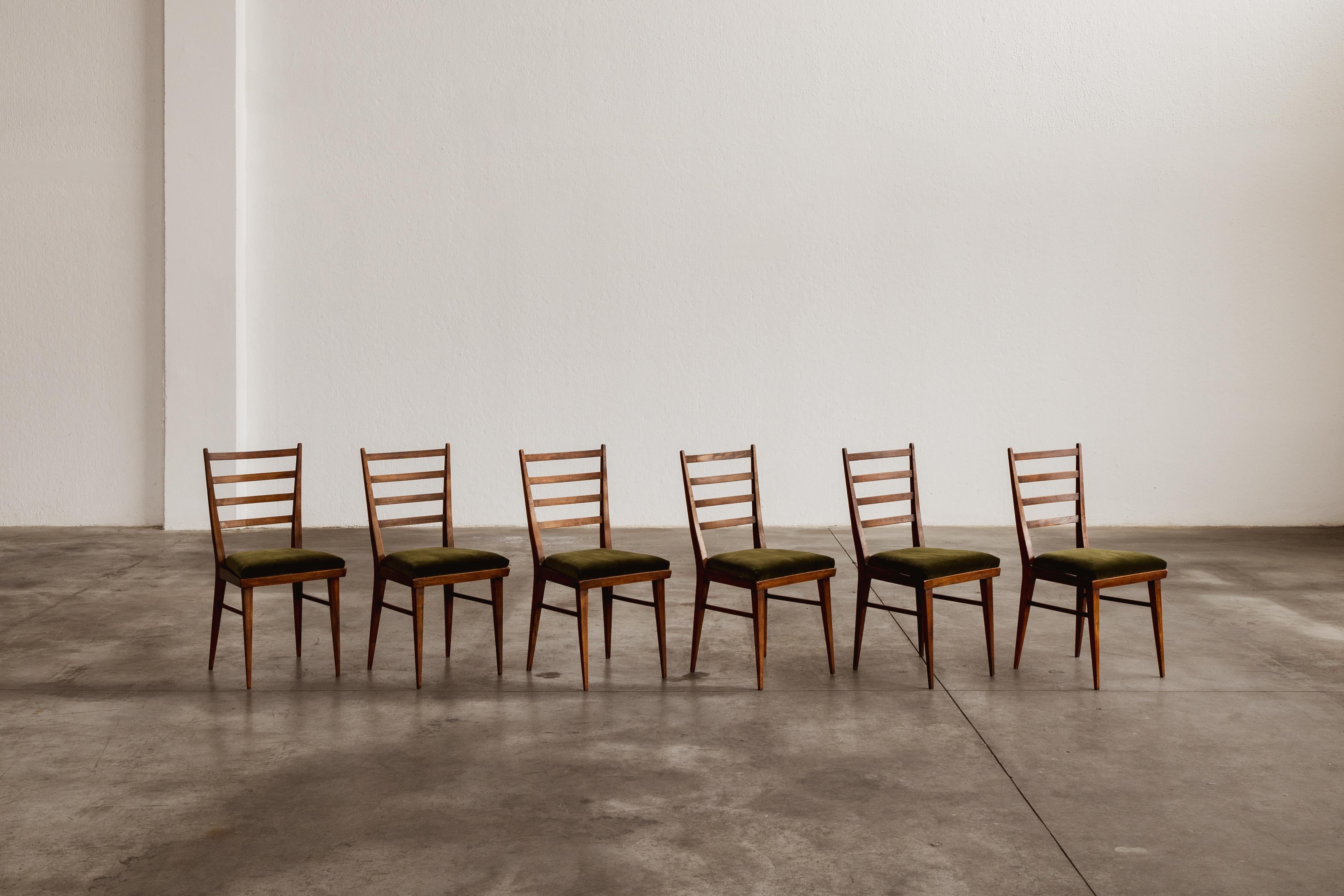 Italian Guglielmo Ulrich Dining Chairs for Saffa Milano, 1950, Set of 6 For Sale