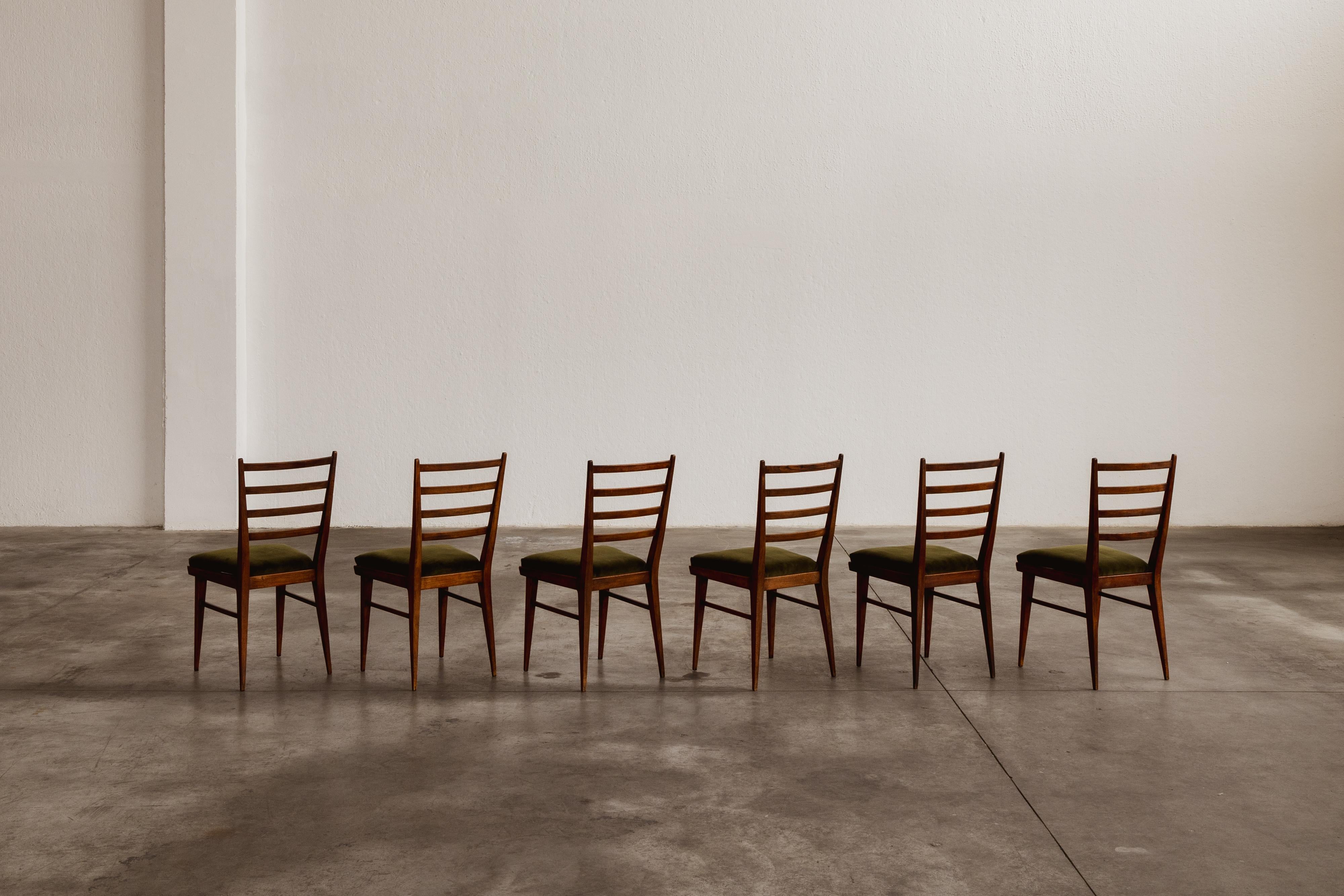 Mid-20th Century Guglielmo Ulrich Dining Chairs for Saffa Milano, 1950, Set of 6 For Sale