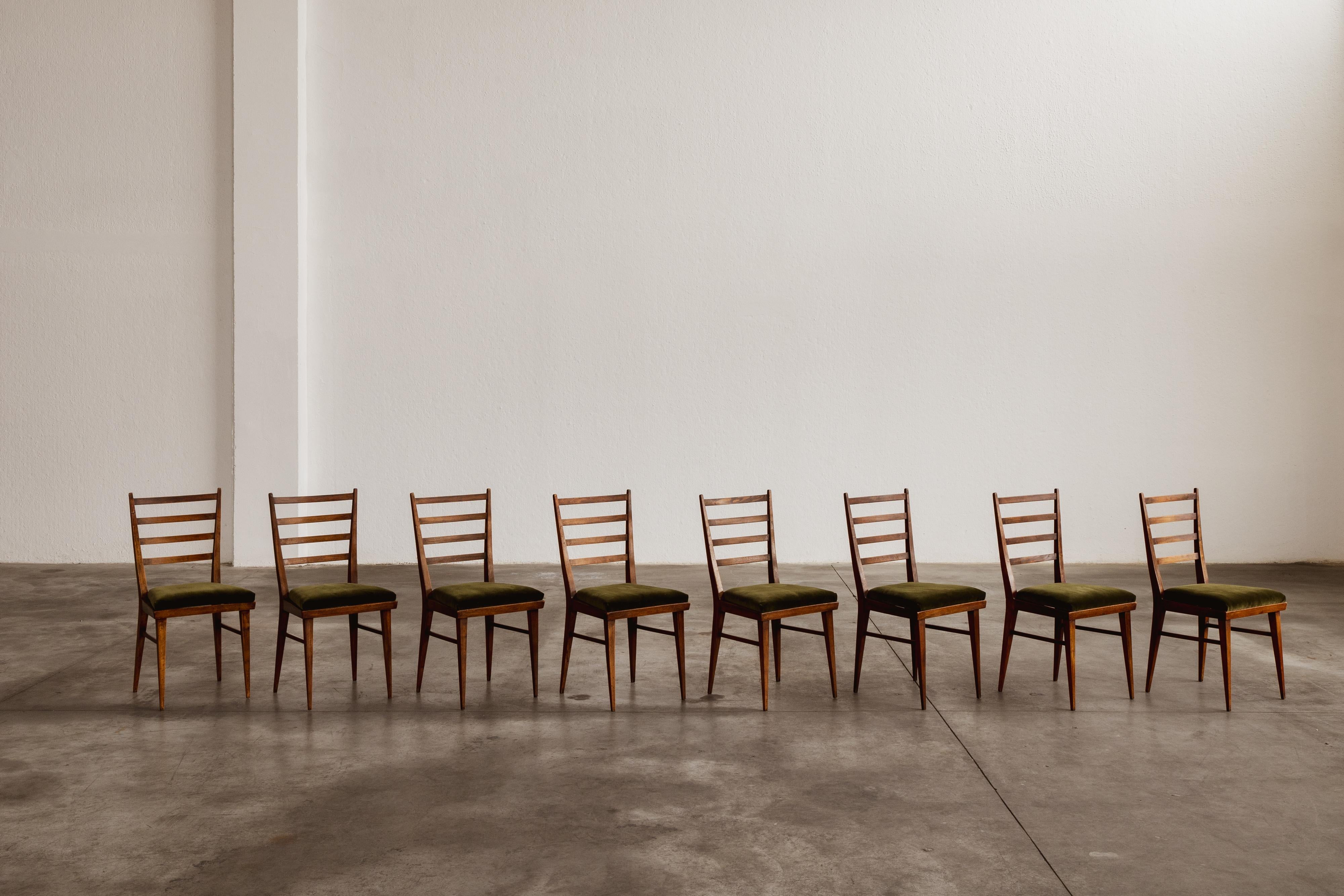 Italian Guglielmo Ulrich Dining Chairs for Saffa Milano, 1950, Set of 8 For Sale