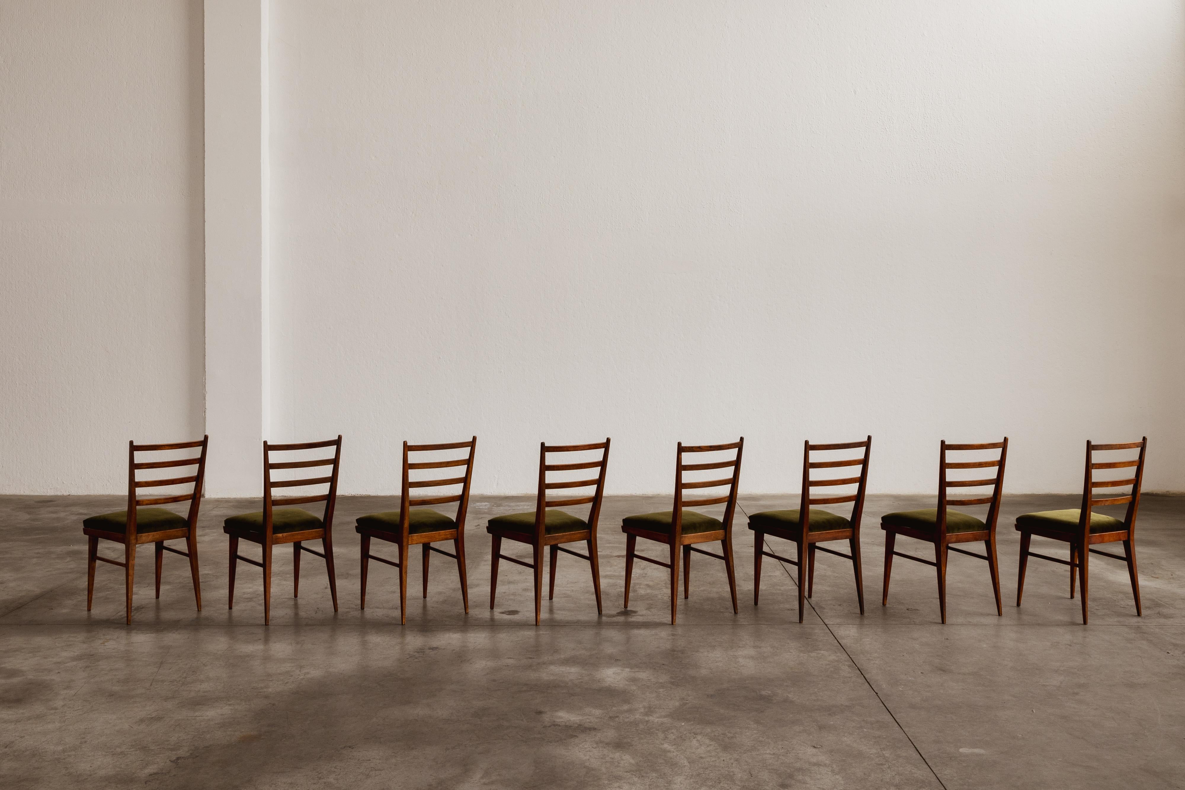 Mid-20th Century Guglielmo Ulrich Dining Chairs for Saffa Milano, 1950, Set of 8 For Sale