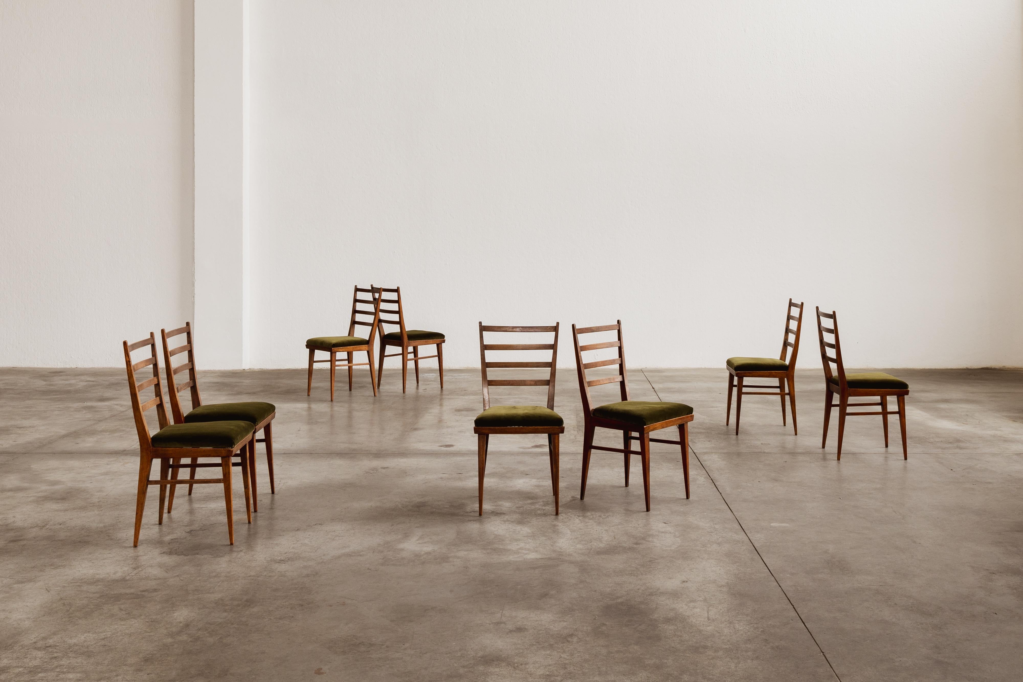 Guglielmo Ulrich Dining Chairs for Saffa Milano, 1950, Set of 8 For Sale 1