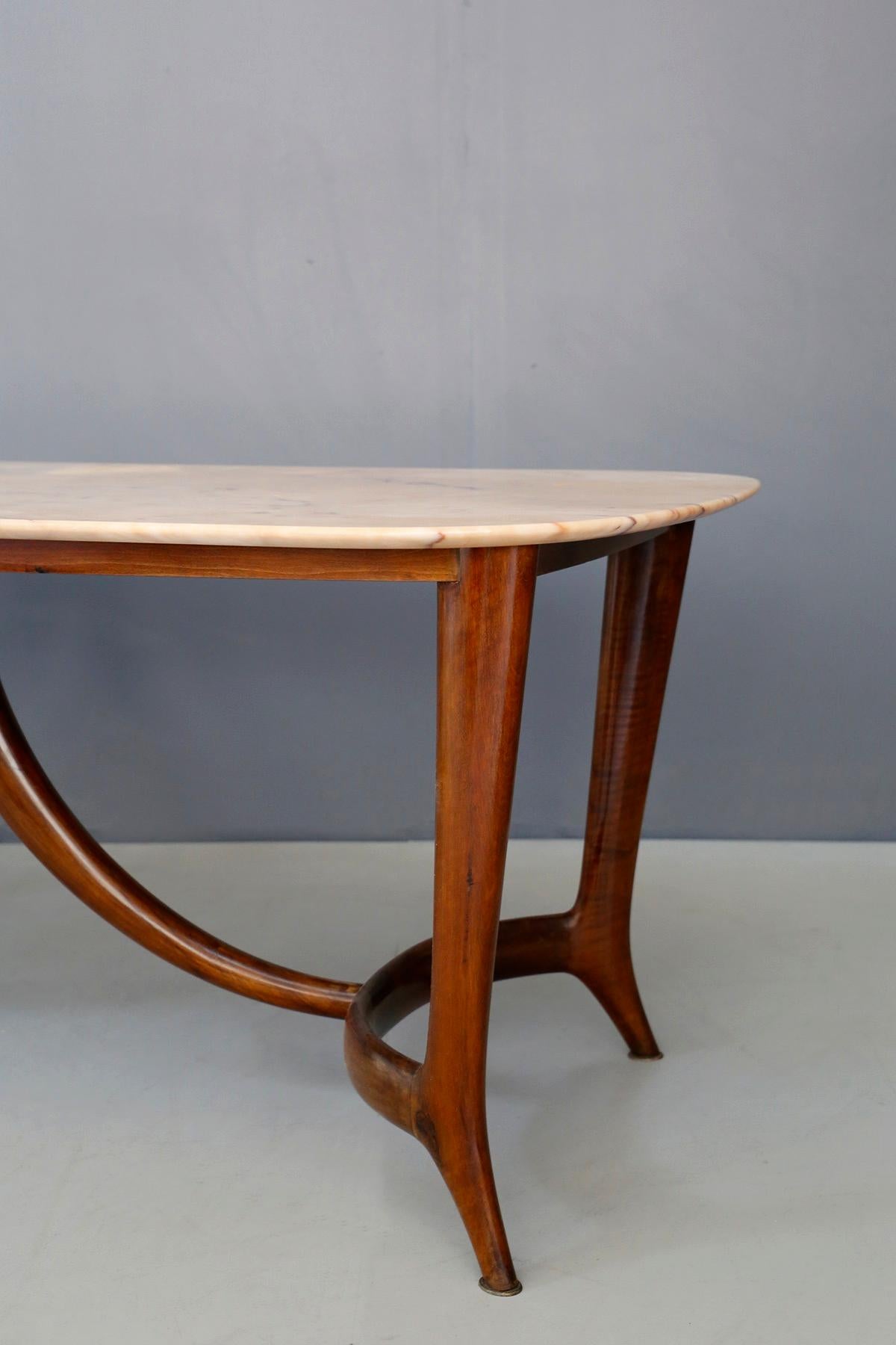 Mid-Century Modern Guglielmo Ulrich Dinning Table Midcentury in Marble and Mahogany, 1950s