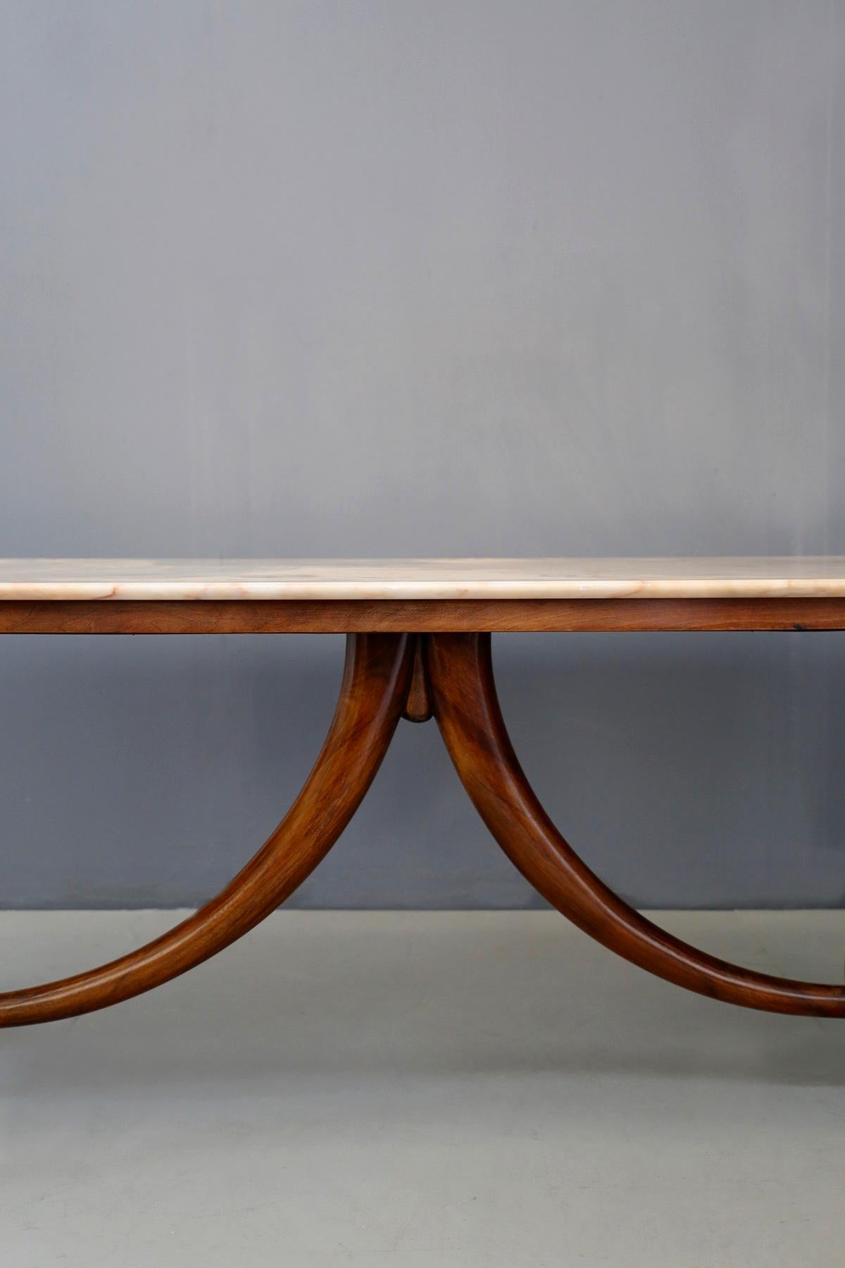 Guglielmo Ulrich Dinning Table Midcentury in Marble and Mahogany, 1950s 3