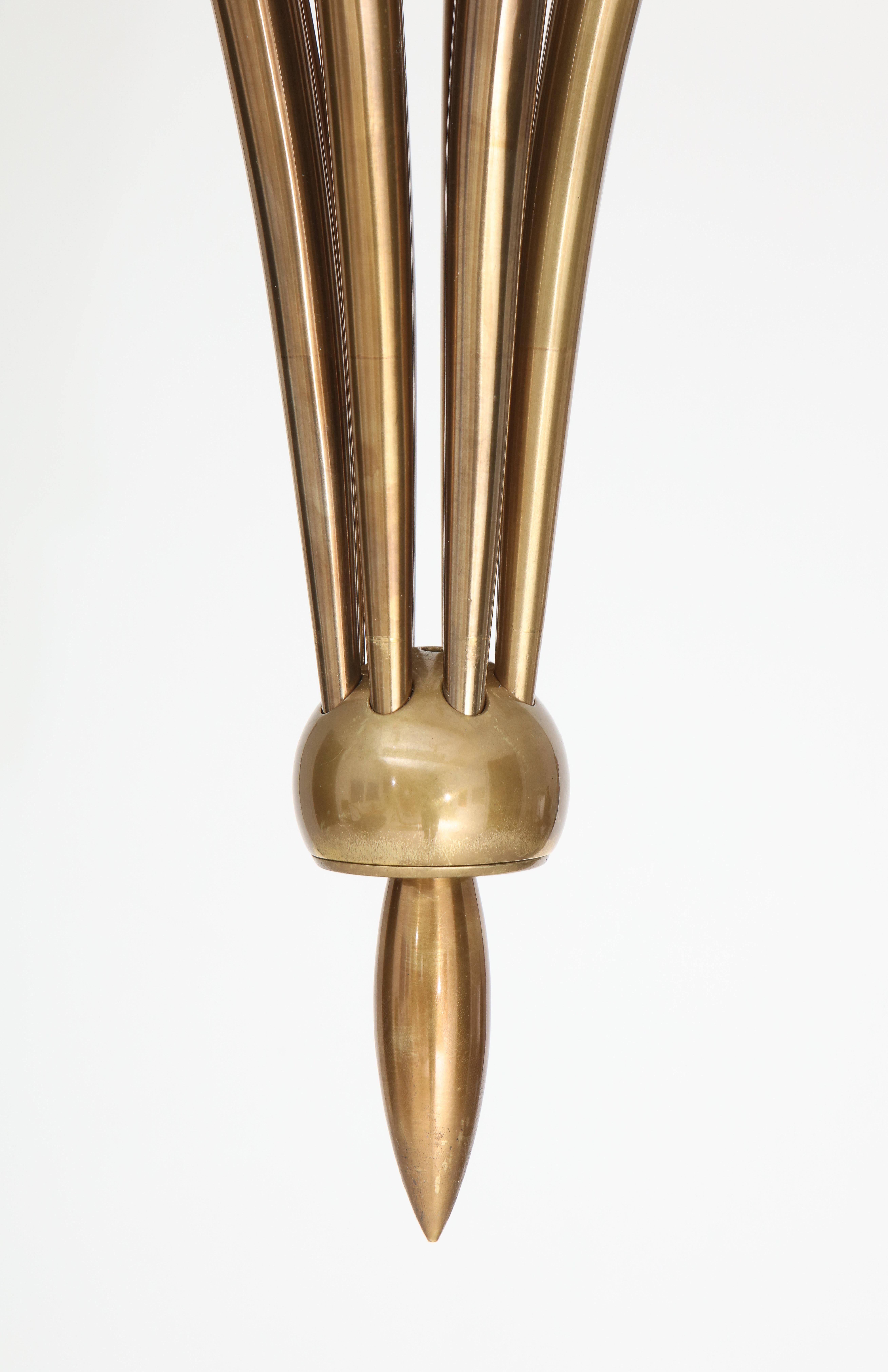Guglielmo Ulrich Rare Eight-Arm Brass Chandelier, Italy, 1940s For Sale 4