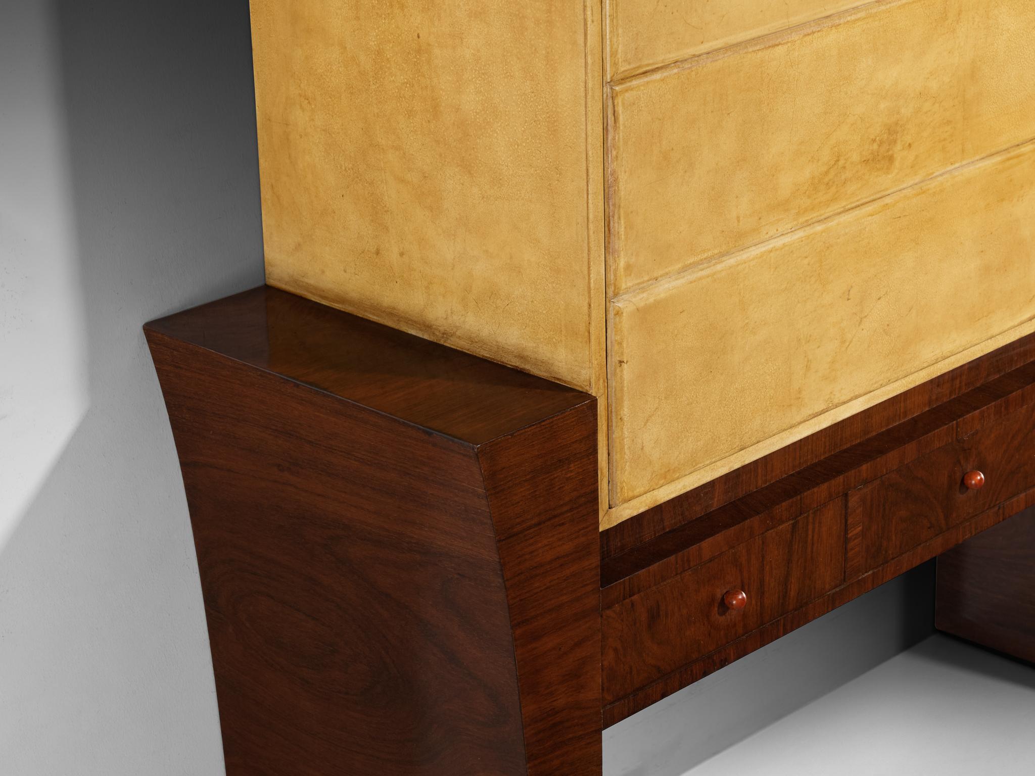 Rosewood Guglielmo Ulrich for Ar.Ca Milano Bar Cabinet in Parchment and Wood For Sale