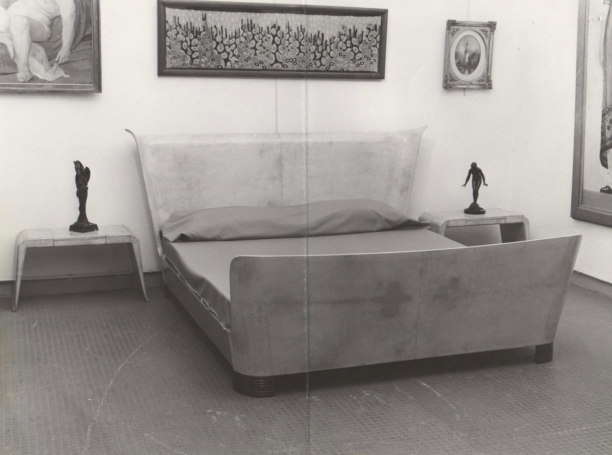Guglielmo Ulrich für Valzania Art Deco King Bett 160cm Matratze Wurzelholz Schlafzimmer im Angebot 7