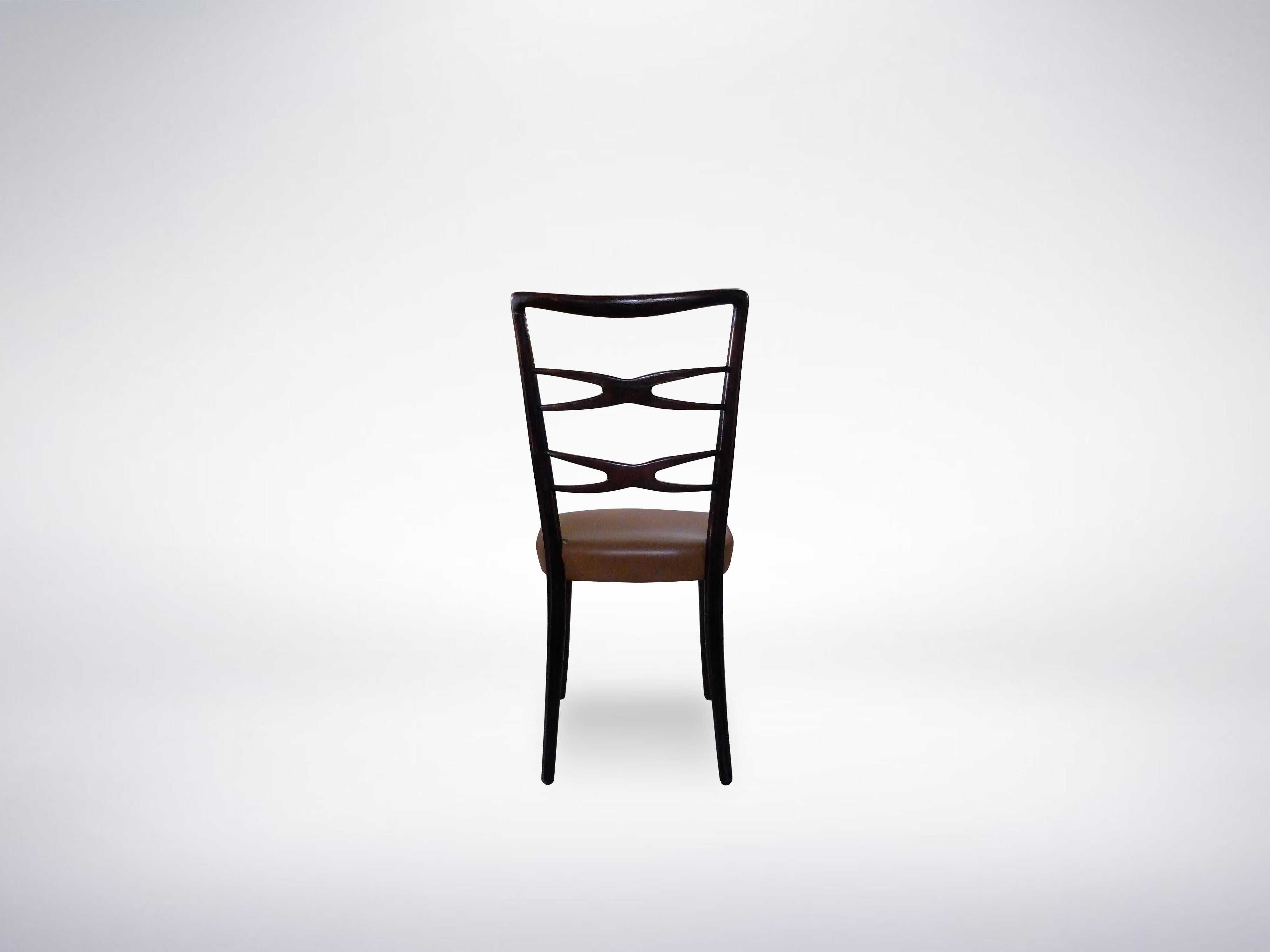 Mid-Century Modern Guglielmo Ulrich, ensemble de 6 chaises à dossier en échelle, Italie, Modernité du milieu du siècle, années 1940 en vente