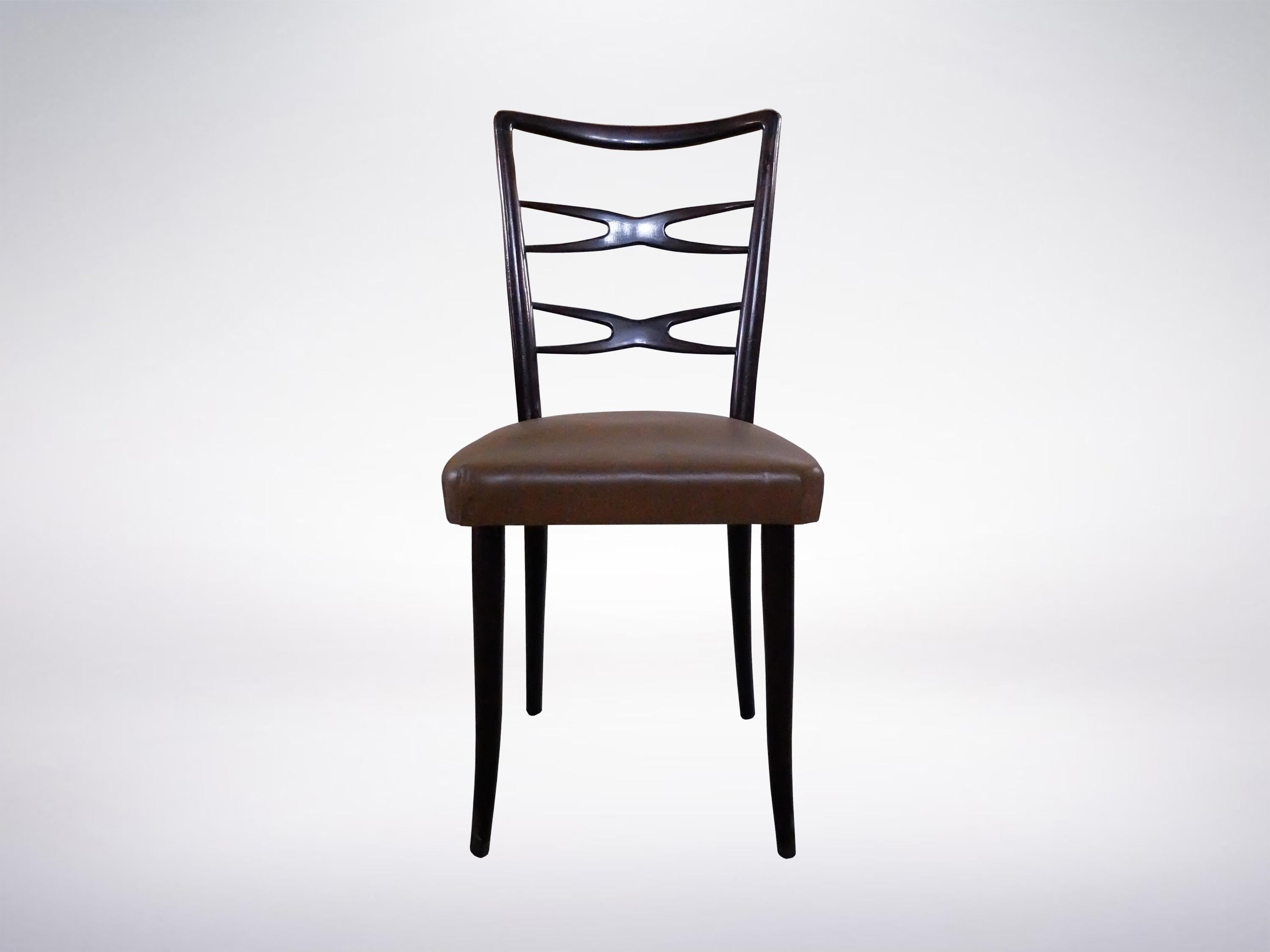 Guglielmo Ulrich, ensemble de 6 chaises à dossier en échelle, Italie, Modernité du milieu du siècle, années 1940 Bon état - En vente à Milan, IT