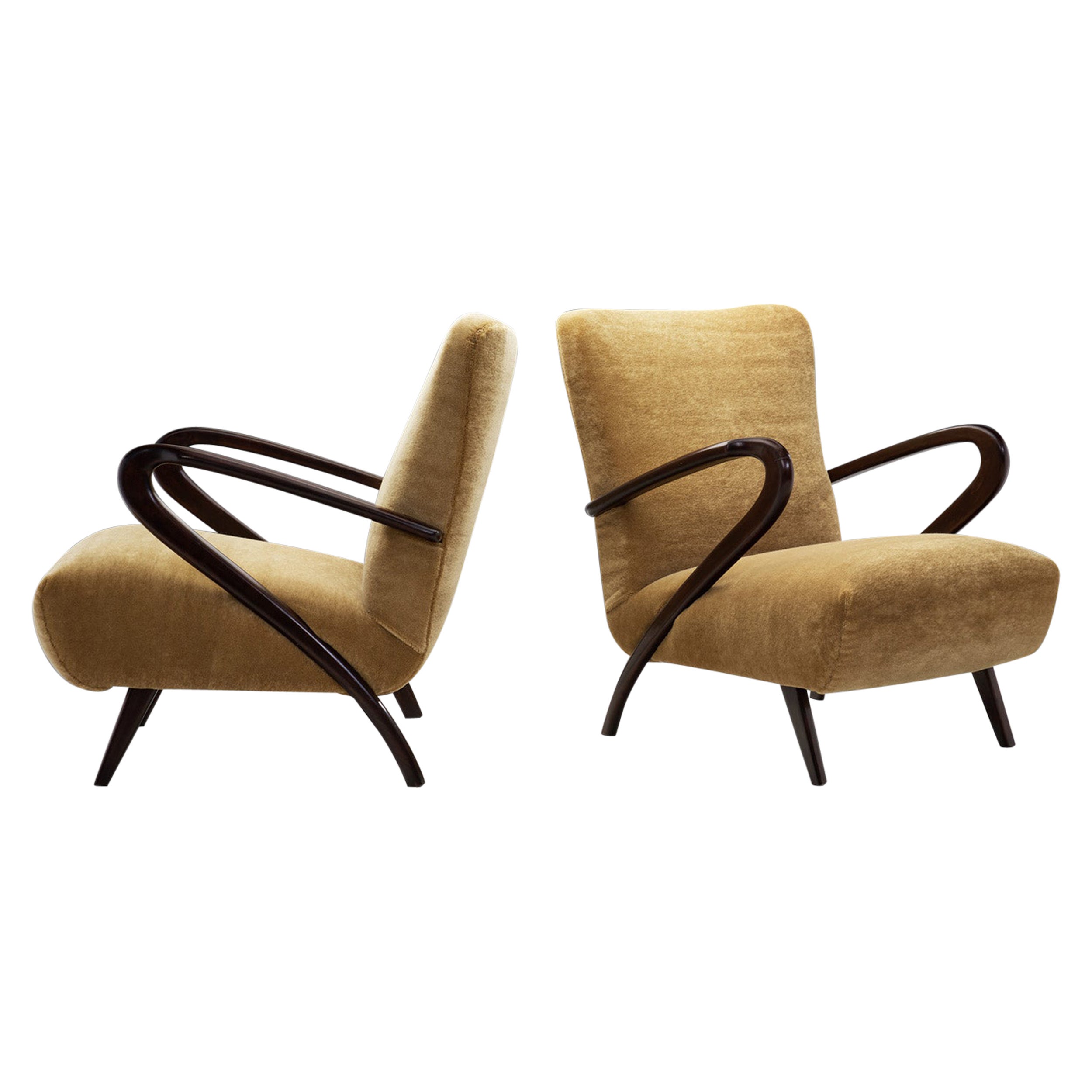 Guglielmo Ulrich Italian Modern Lounge Chairs, Italy, 1950s