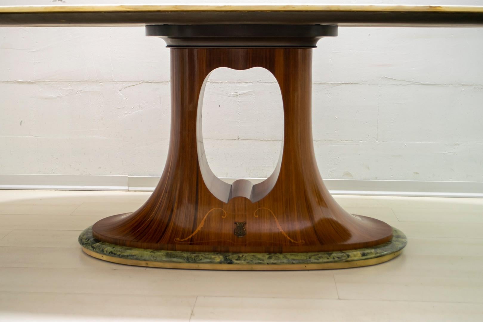 Guglielmo Ulrich Midcentury Italian Marble and Walnut Dining Table, 1950s 1