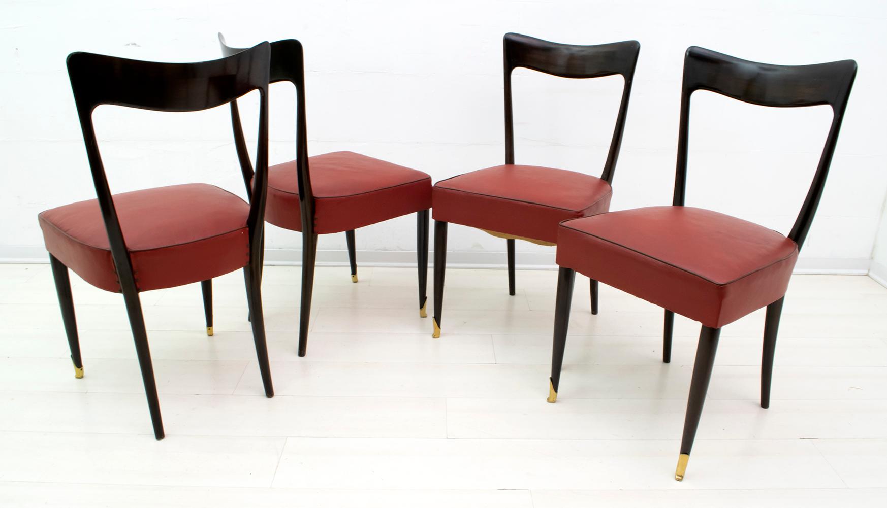 Guglielmo Ulrich Mid-Century Modern Italian Mahogany Eight Dining Chairs, 1940s 4