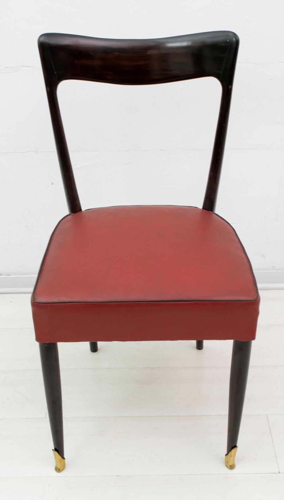 Guglielmo Ulrich Mid-Century Modern Italian Mahogany Four Dining Chairs, 1940s 3
