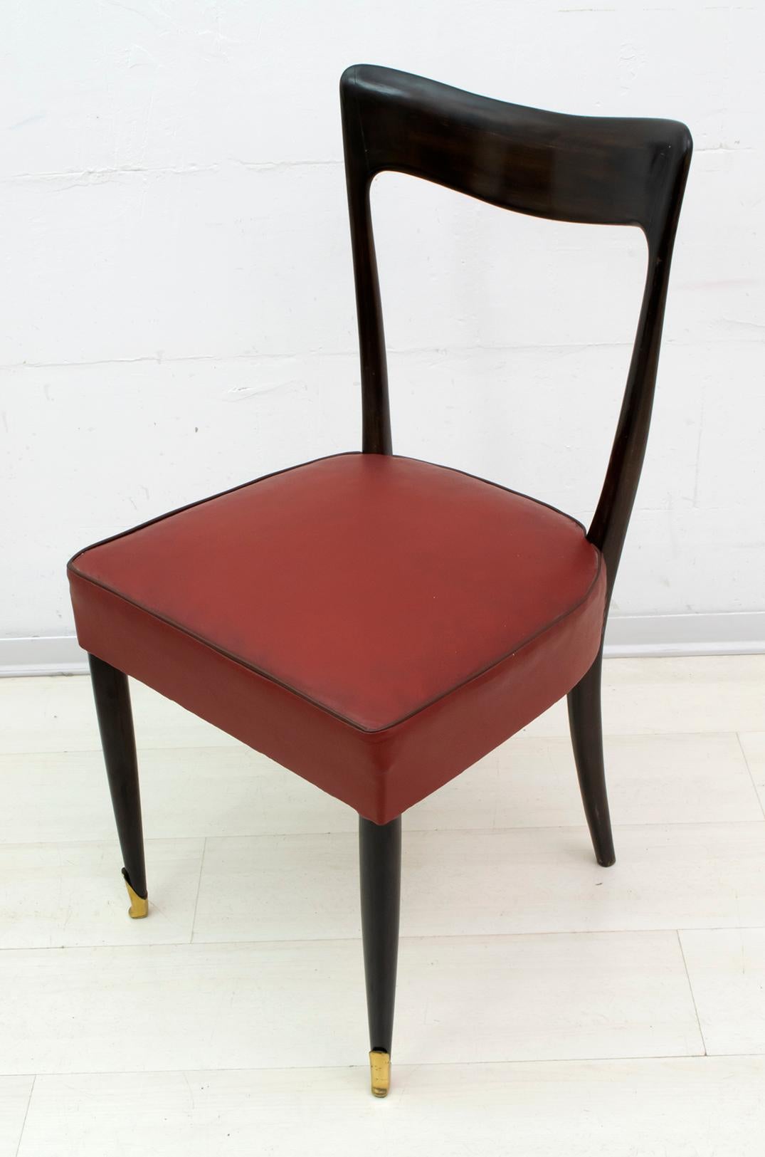 Guglielmo Ulrich Mid-Century Modern Italian Mahogany Four Dining Chairs, 1940s 4