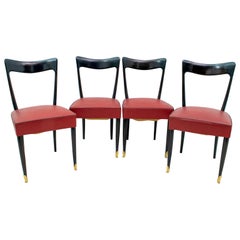 Guglielmo Ulrich Mid-Century Modern Italian Mahogany Four Dining Chairs, 1940s