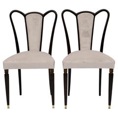 Guglielmo Ulrich Mid-Century Modern Italian Velvet Chairs, 1940s