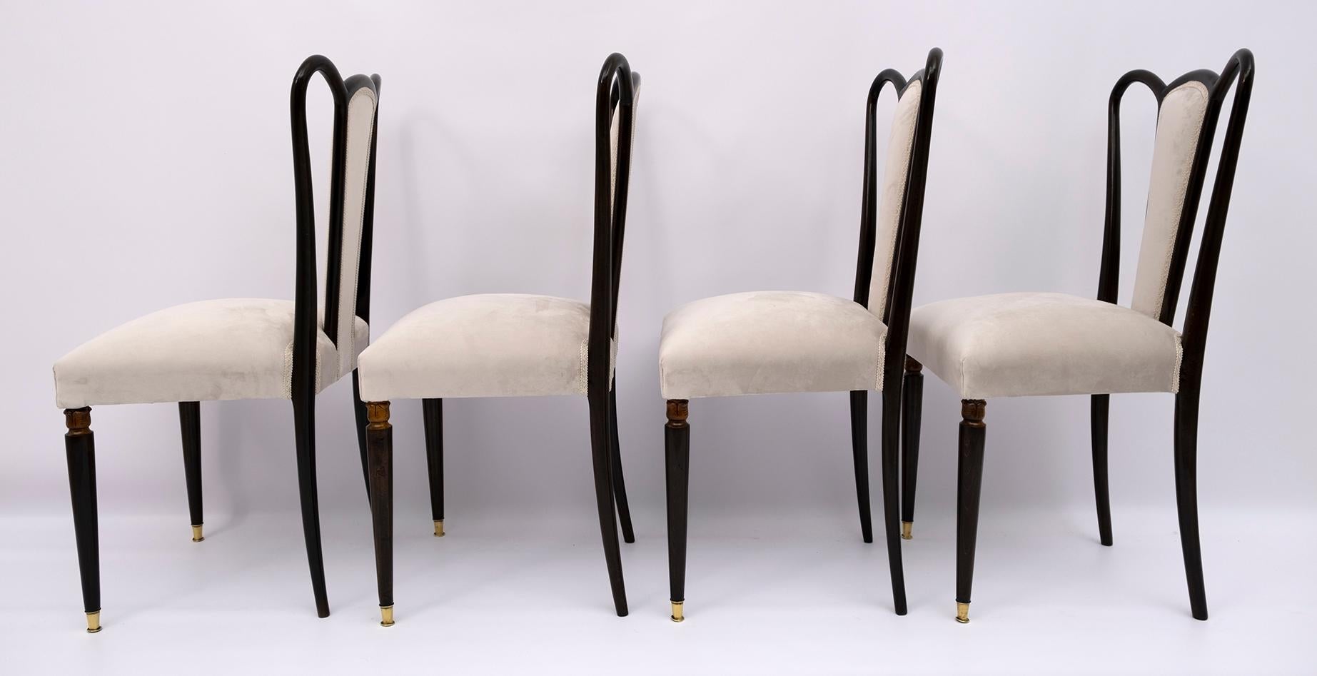 Mid-20th Century Guglielmo Ulrich Mid-Century Modern Italian Velvet Dining Chairs, 1940s