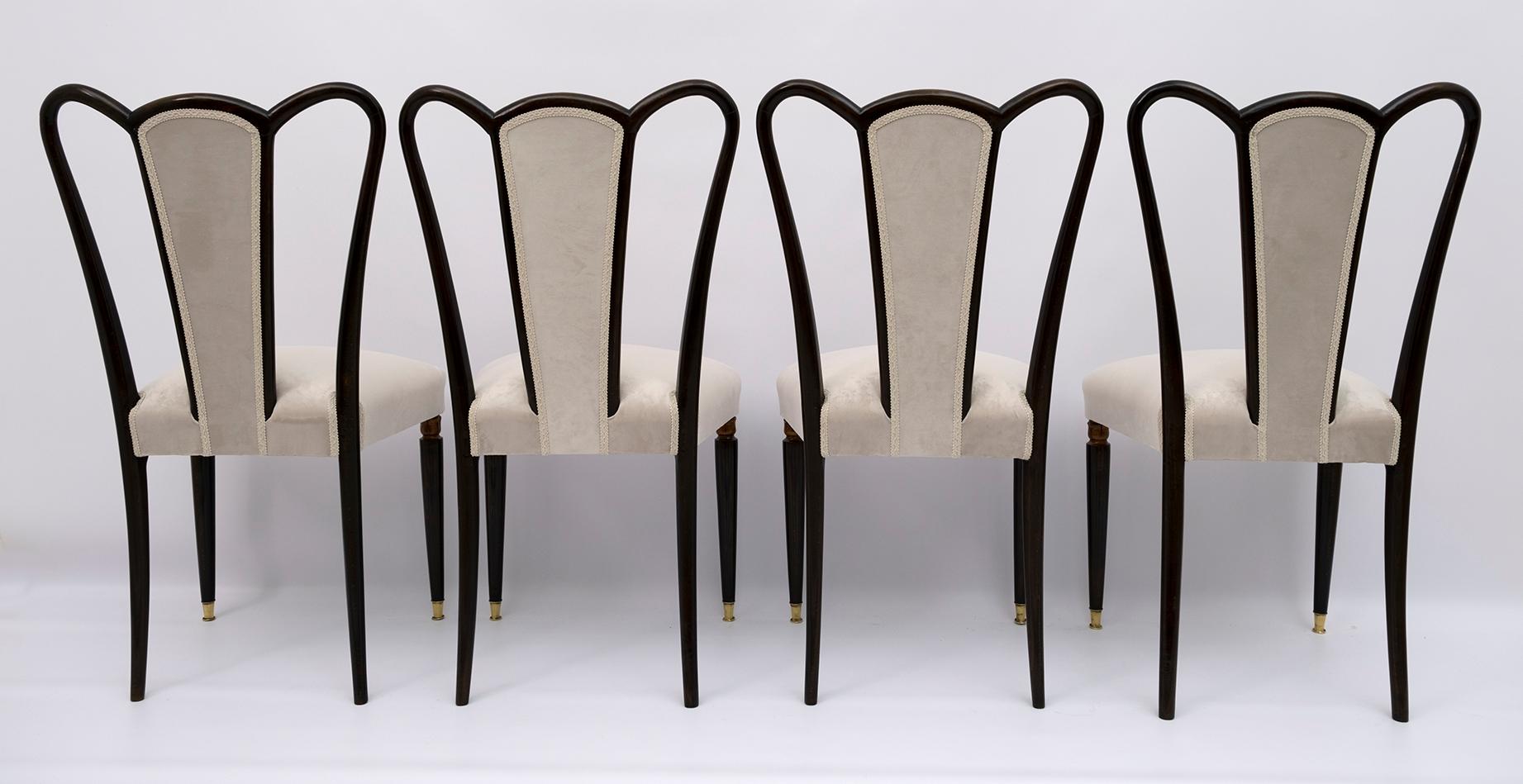 Guglielmo Ulrich Mid-Century Modern Italian Velvet Dining Chairs, 1940s 1