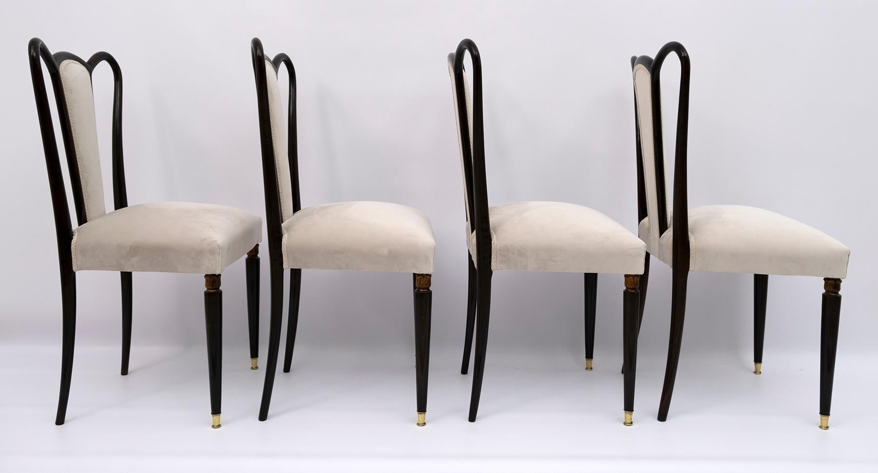 Guglielmo Ulrich Mid-Century Modern Italian Velvet Dining Chairs, 1940s 2