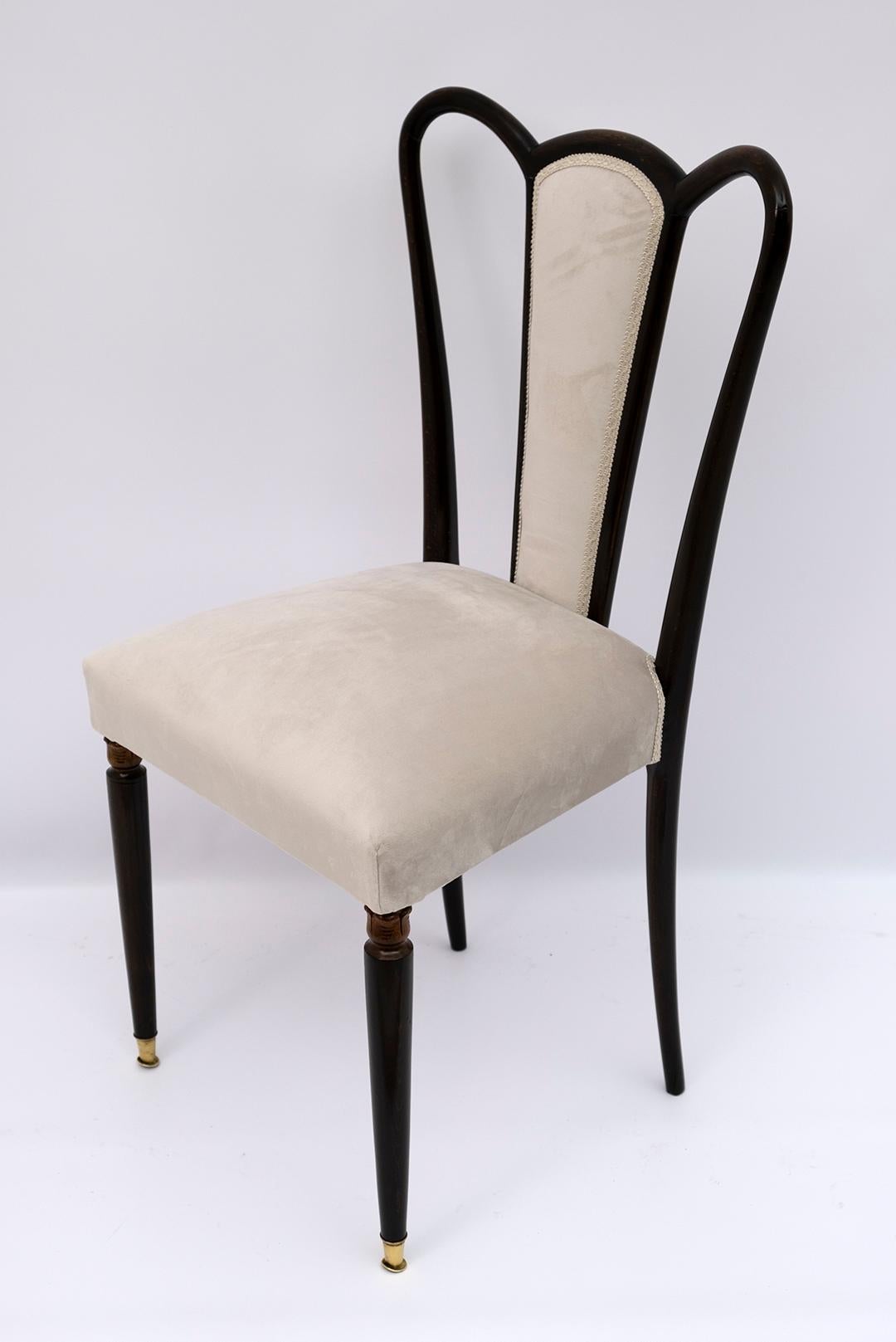 Guglielmo Ulrich Mid-Century Modern Italian Velvet Dining Chairs, 1940s 4
