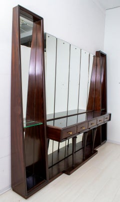 Verspiegeltes italienisches Sideboard aus Nussbaumholz von Guglielmo Ulrich, Mid-Century Modern, 1940er Jahre