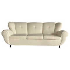 Guglielmo Ulrich, Mid-Century Modern, Three Seat Sofa, White Boucle, Wood, 1940s
