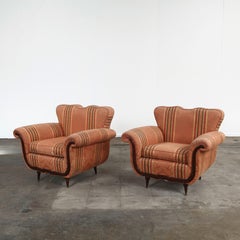 Guglielmo Ulrich, Pair of Art Deco Chair in Fabric and Walnut, 1930s