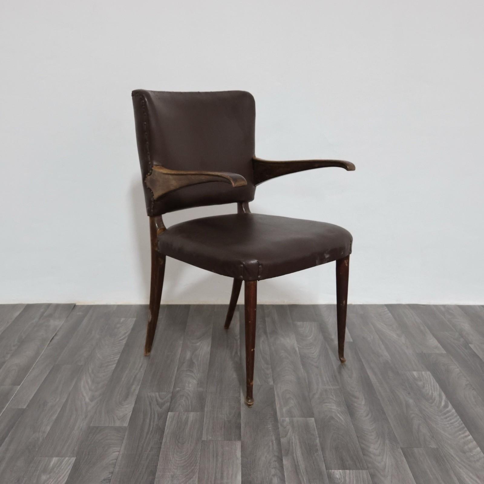 Guglielmo Ulrich Sedia con Braccioli a Sbalzo Anni '50 Raro Design Modernariato in vendita 3