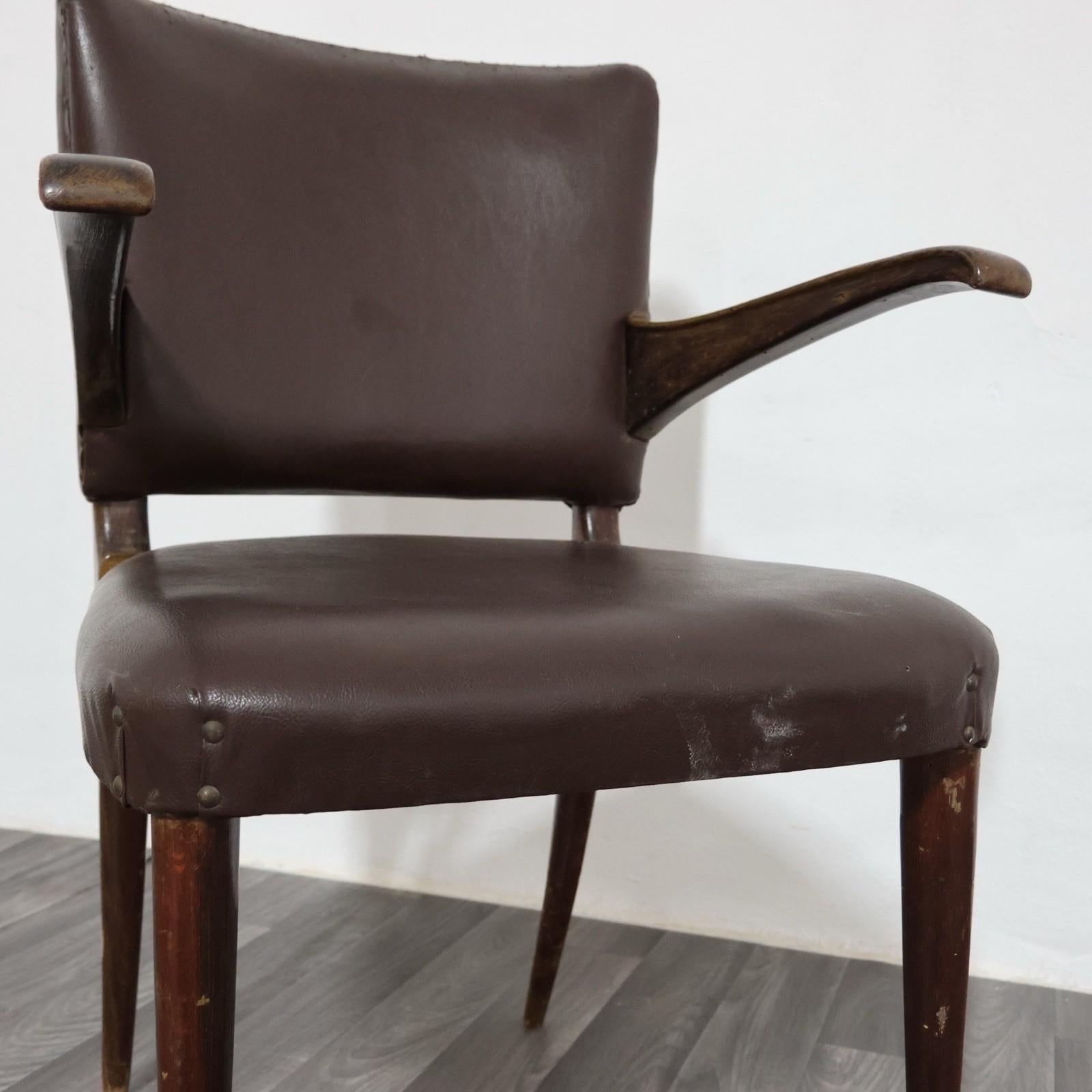 Guglielmo Ulrich Sedia con Braccioli a Sbalzo Anni '50 Raro Design Modernariato in vendita 4