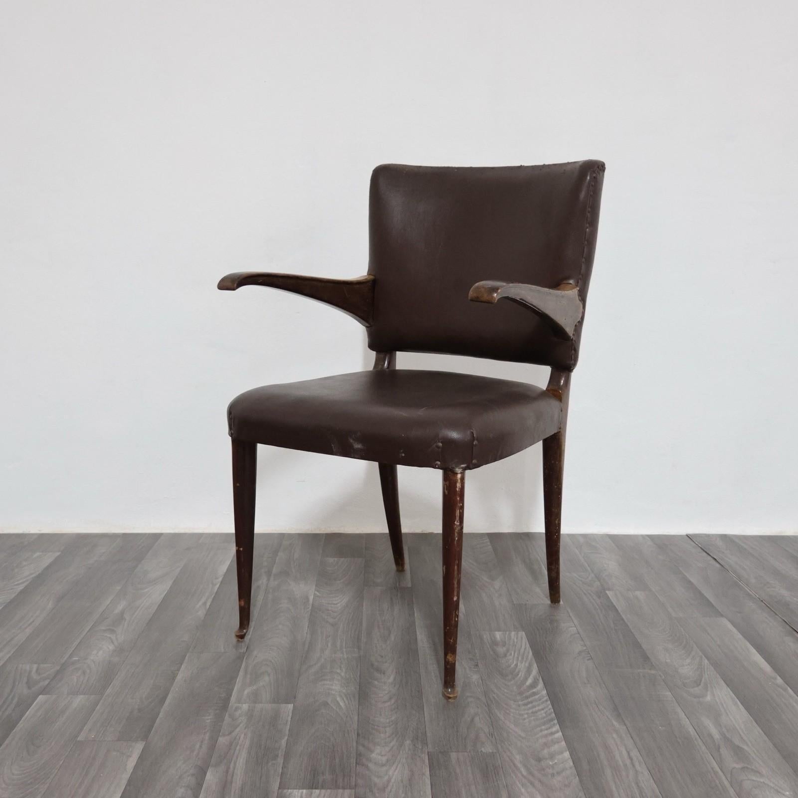 Guglielmo Ulrich Sedia con Braccioli a Sbalzo Anni '50 Raro Design Modernariato in vendita 9