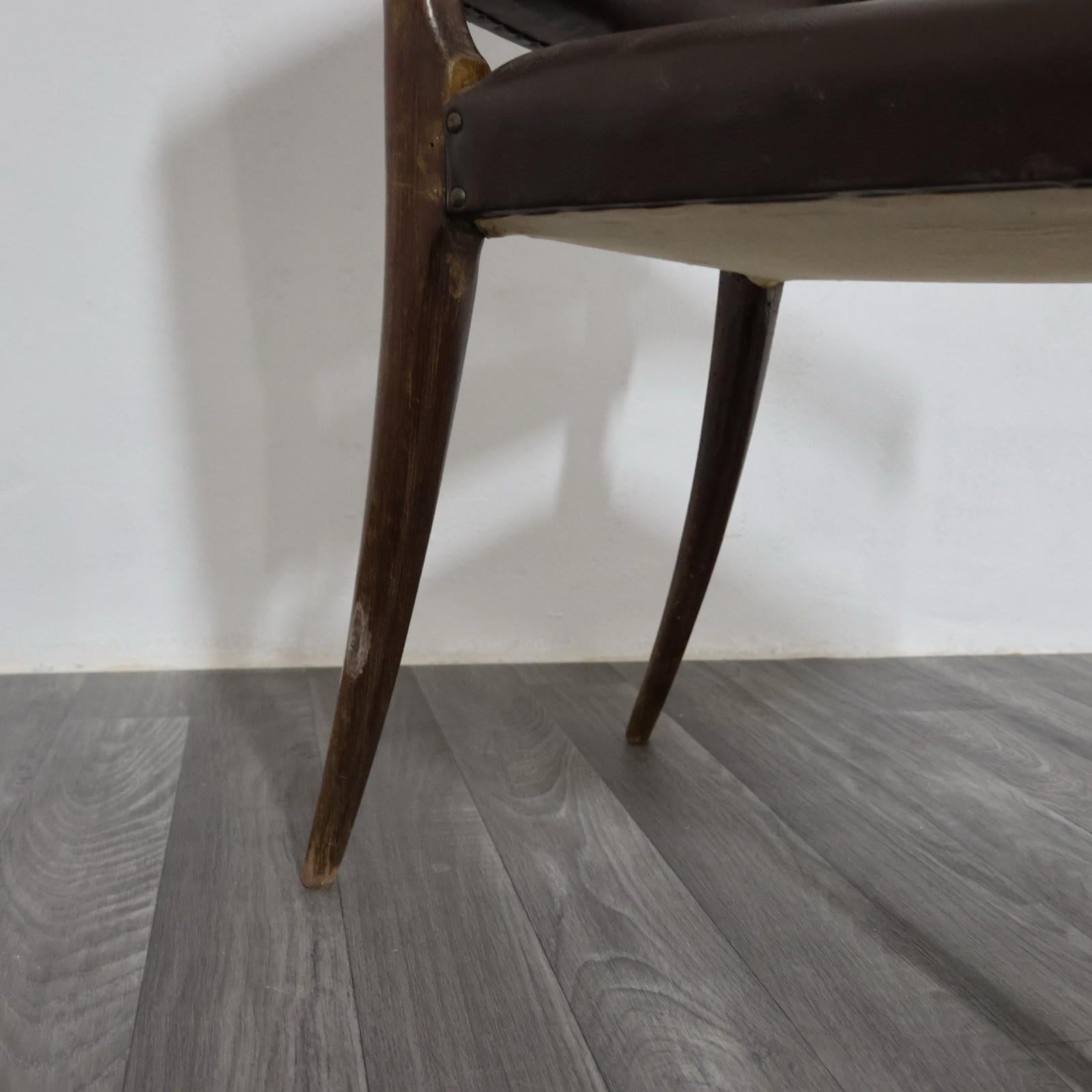 Guglielmo Ulrich Sedia con Braccioli a Sbalzo Anni '50 Raro Design Modernariato in vendita 2