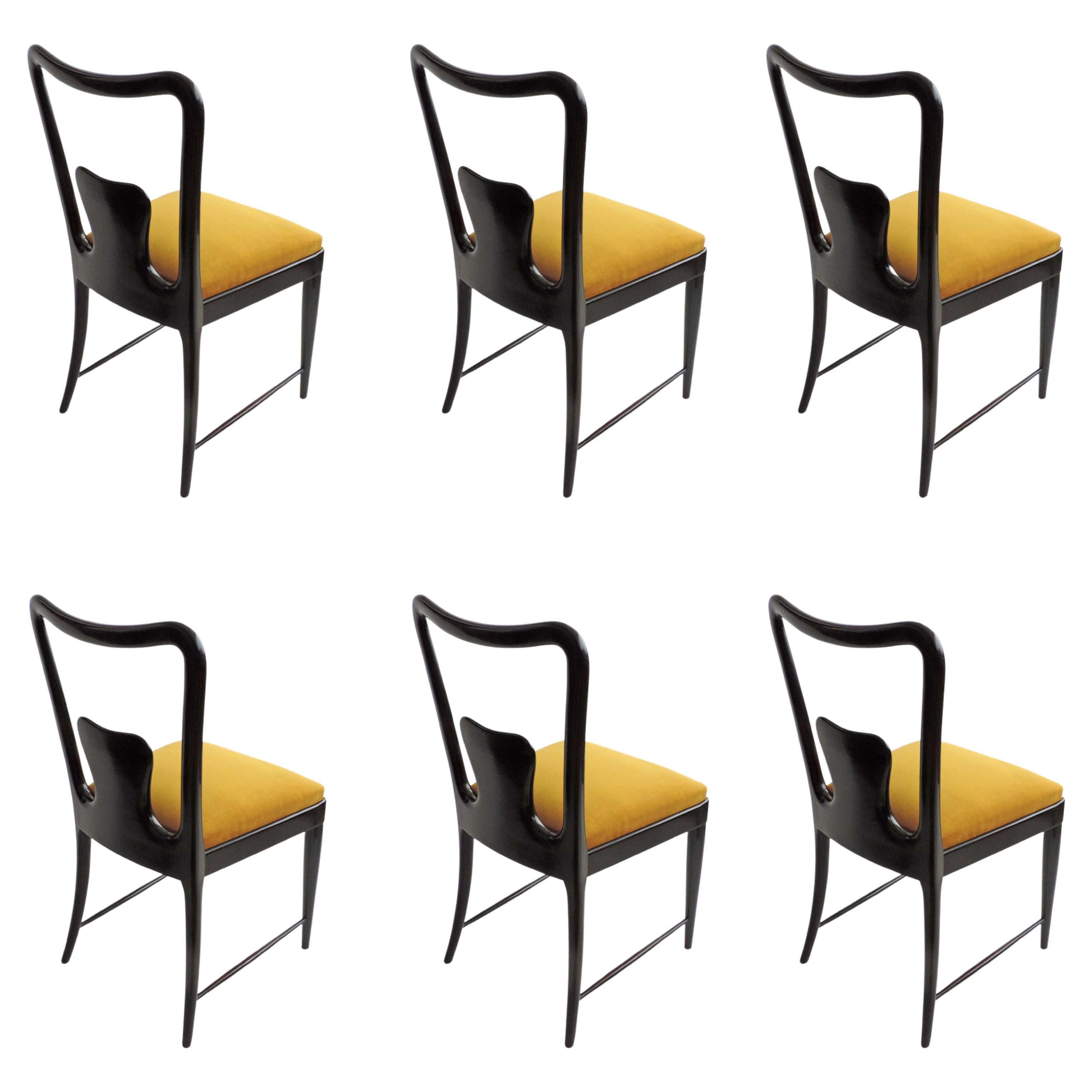 Guglielmo Ulrich Set of Six Dining Chairs, Italy, 1940s