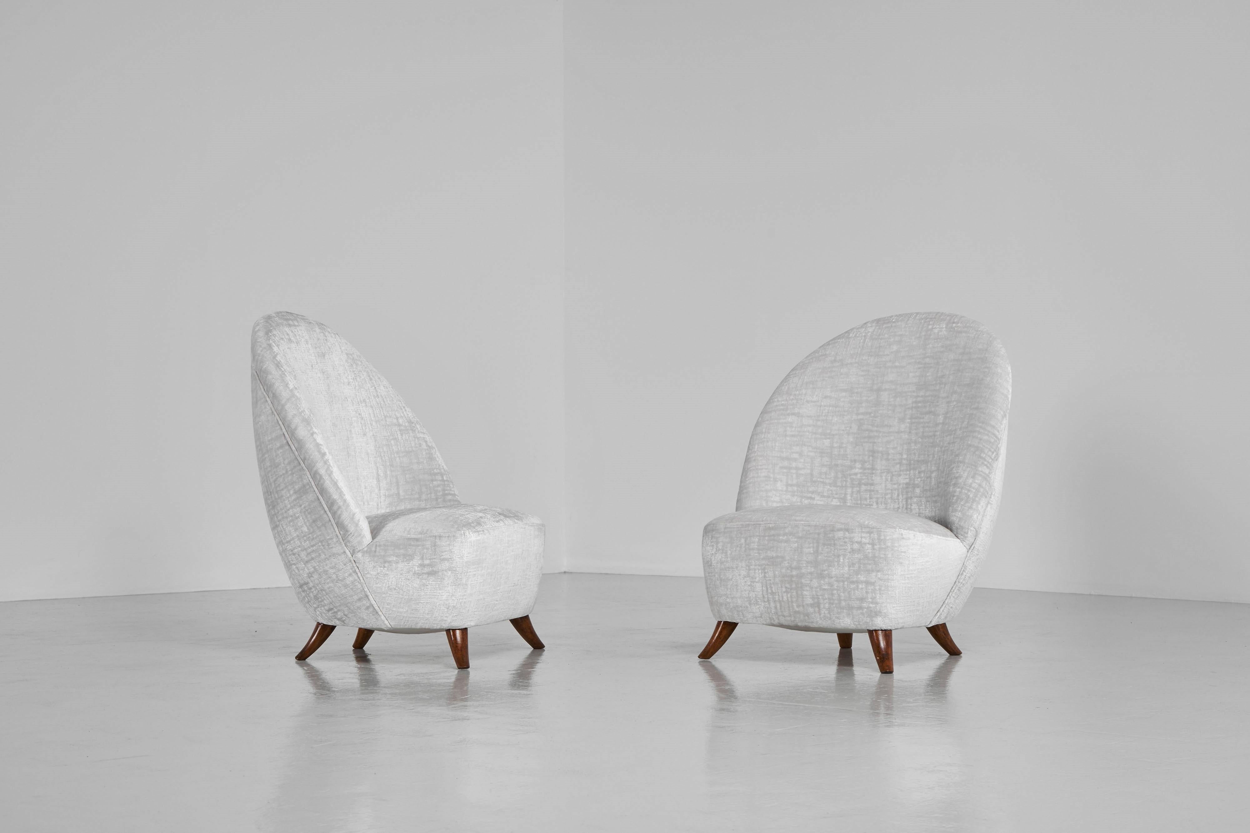 Beistellstühle von Guglielmo Ulrich, Paar, hergestellt in Italien, 1950 (Moderne der Mitte des Jahrhunderts) im Angebot