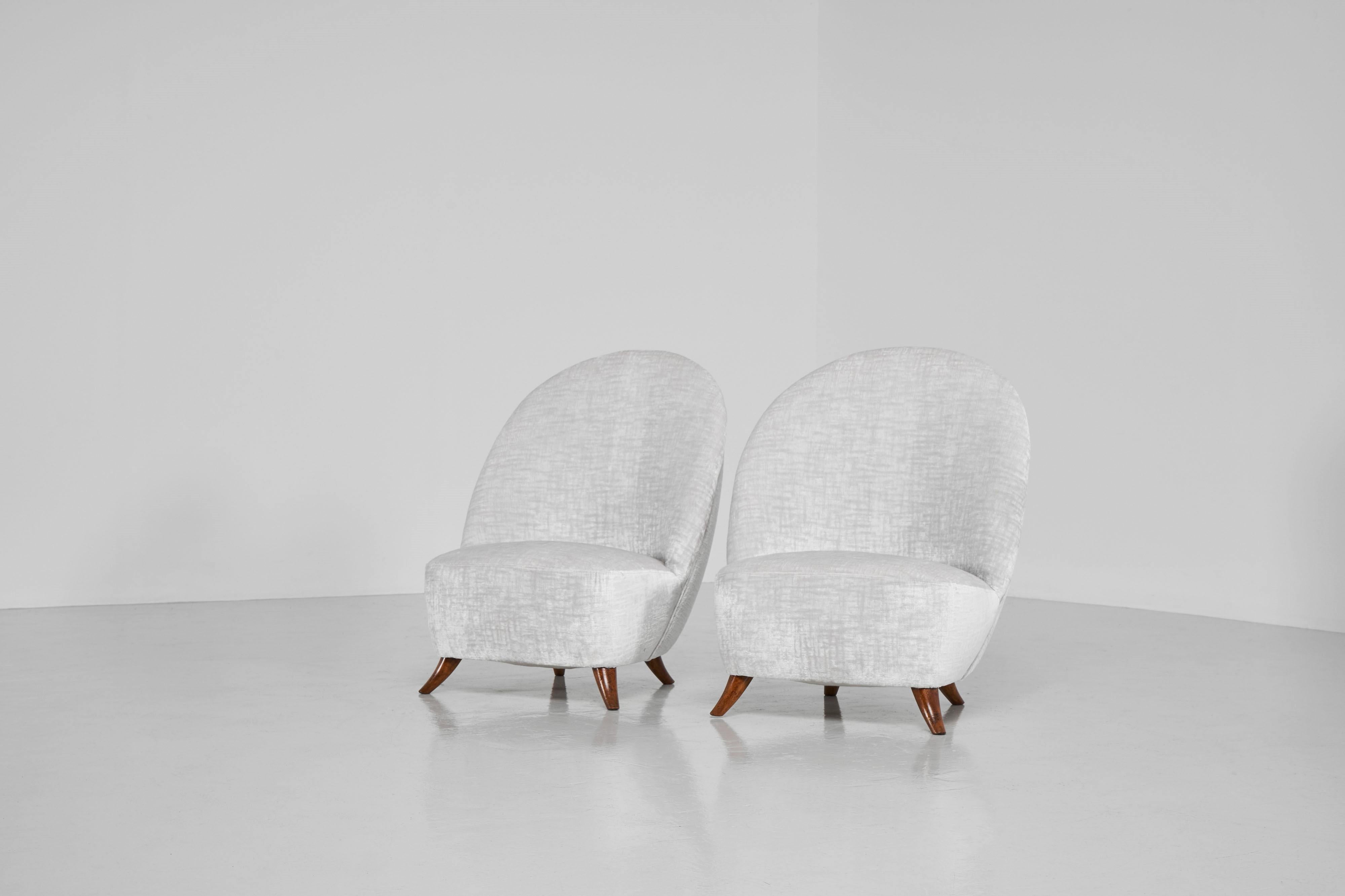 Beistellstühle von Guglielmo Ulrich, Paar, hergestellt in Italien, 1950 im Zustand „Gut“ im Angebot in Roosendaal, Noord Brabant