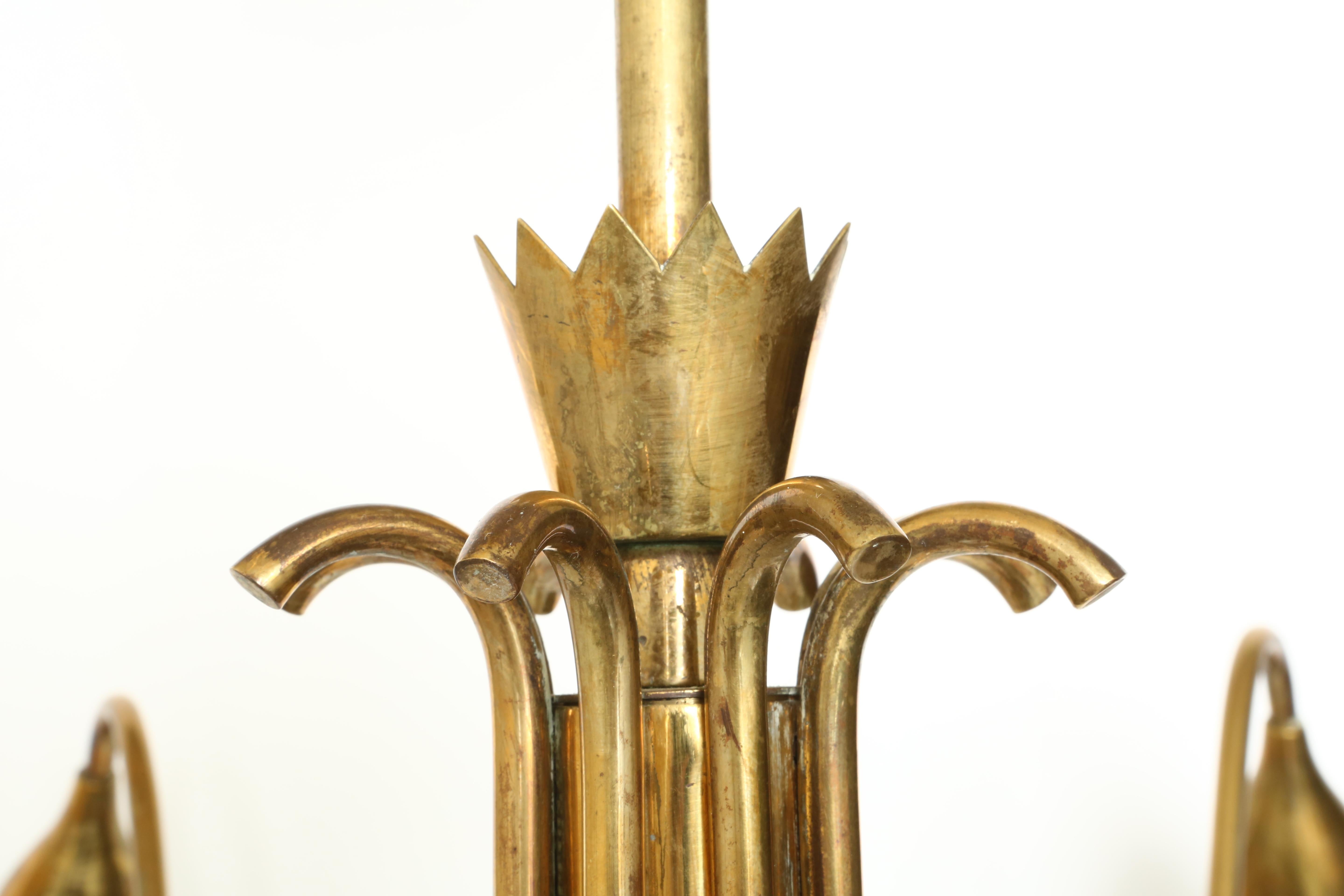 Italian Guglielmo Ulrich Style Brass Chandelier