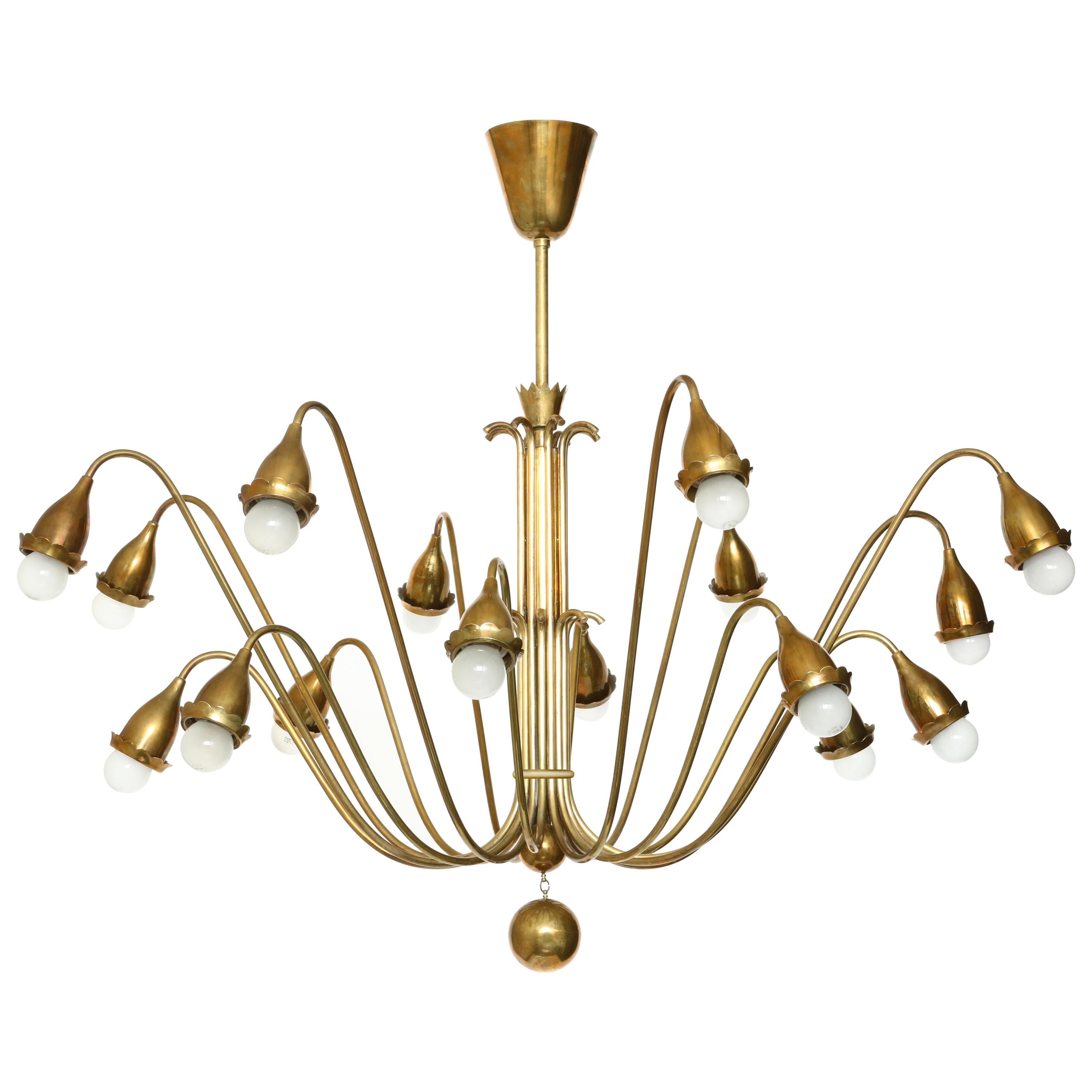 Guglielmo Ulrich Style Brass Chandelier