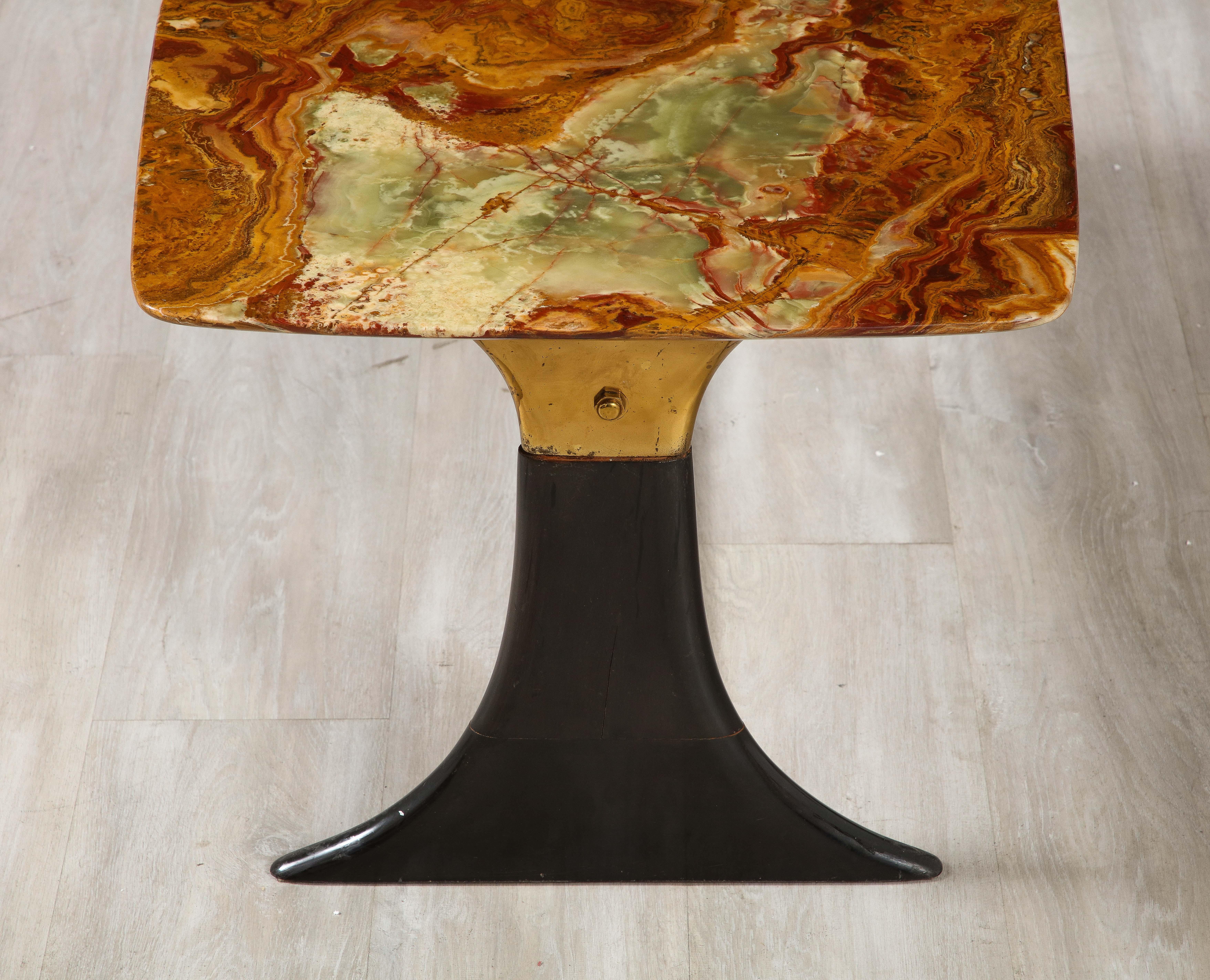Guglielmo Ulrich Walnut, Agate and Brass Coffee Table, Italy, circa 1950  For Sale 2