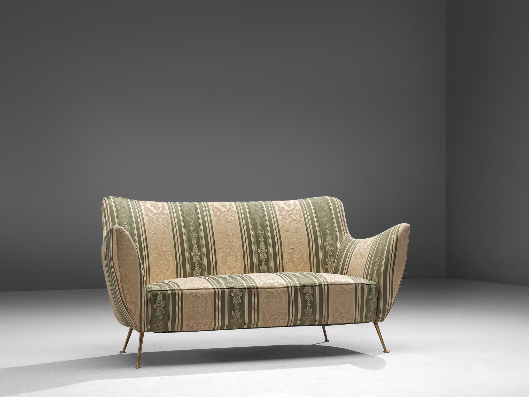 Mid-Century Modern Guglielmo Veronesi for I.S.A Bergamo Curved Sofa in Baroque Upholstery