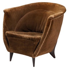Guglielmo Veronesi for Isa Bergamo Elegant Lounge Chair in Brown Velvet