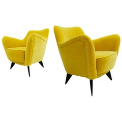 Guglielmo Veronesi for ISA Bergamo Mid-Century Modern Pair of Italian Armchairs