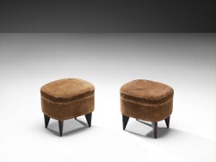 Guglielmo Veronesi for Isa Bergamo Pair of Stools in Brown Velvet