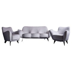 Guglielmo Veronesi for ISA Bergamo la perla Sofa and Lounge Chairs in Gray