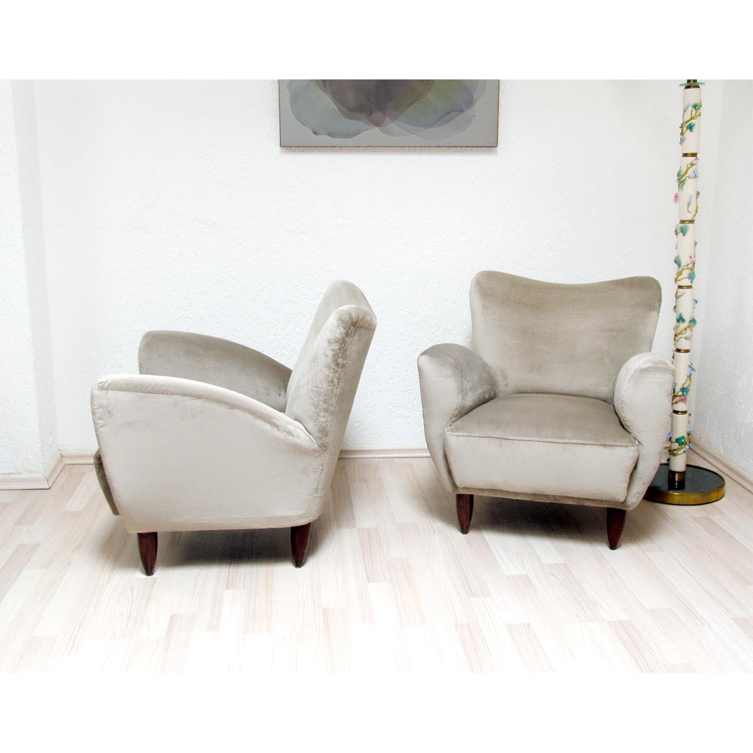 Guglielmo Veronesi Italian Armchairs in Luxurious Velvet 1