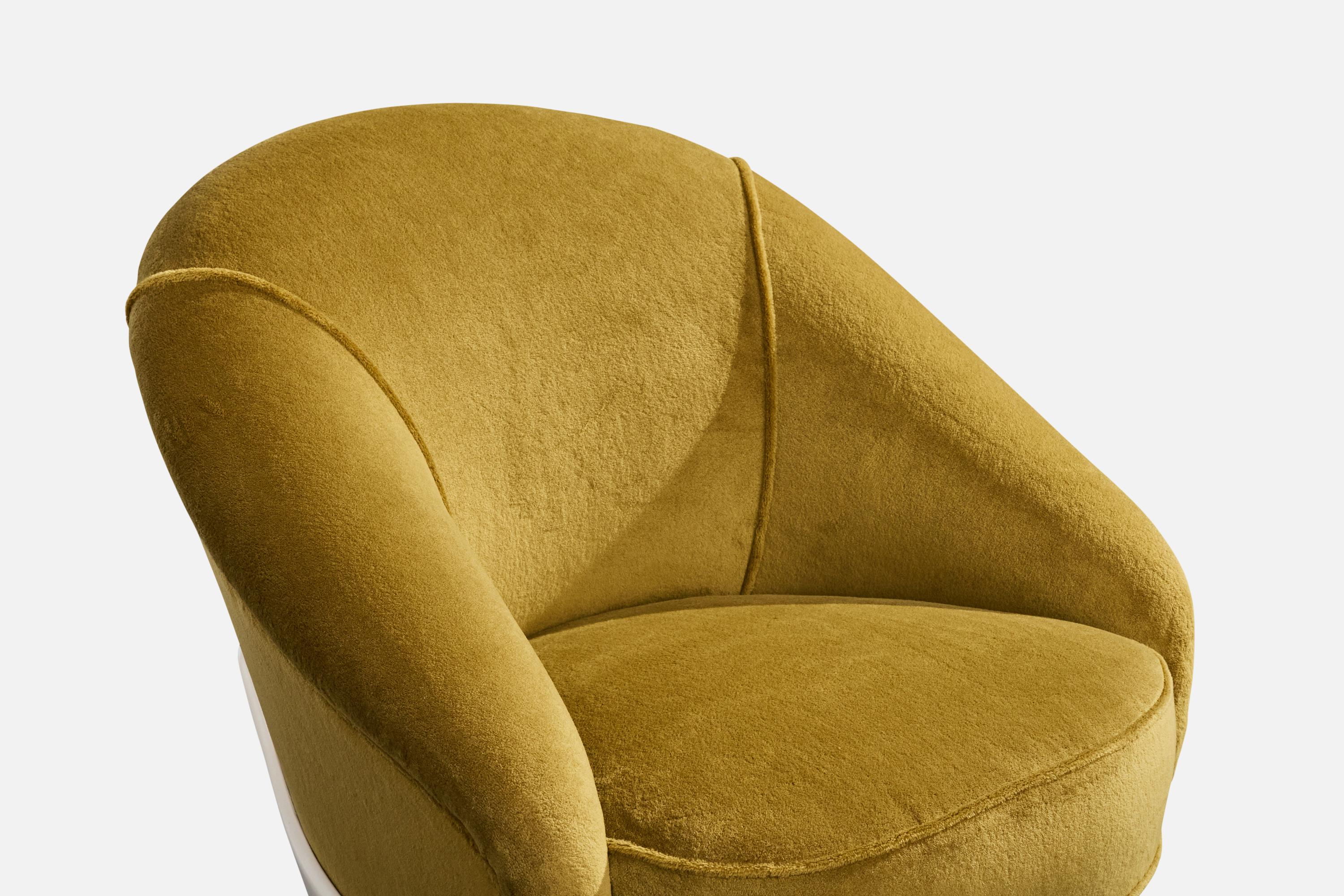 Guglielmo Veronesi, Loungesessel, Samt, Holz, Messing, Italien, 1950er Jahre im Angebot 4