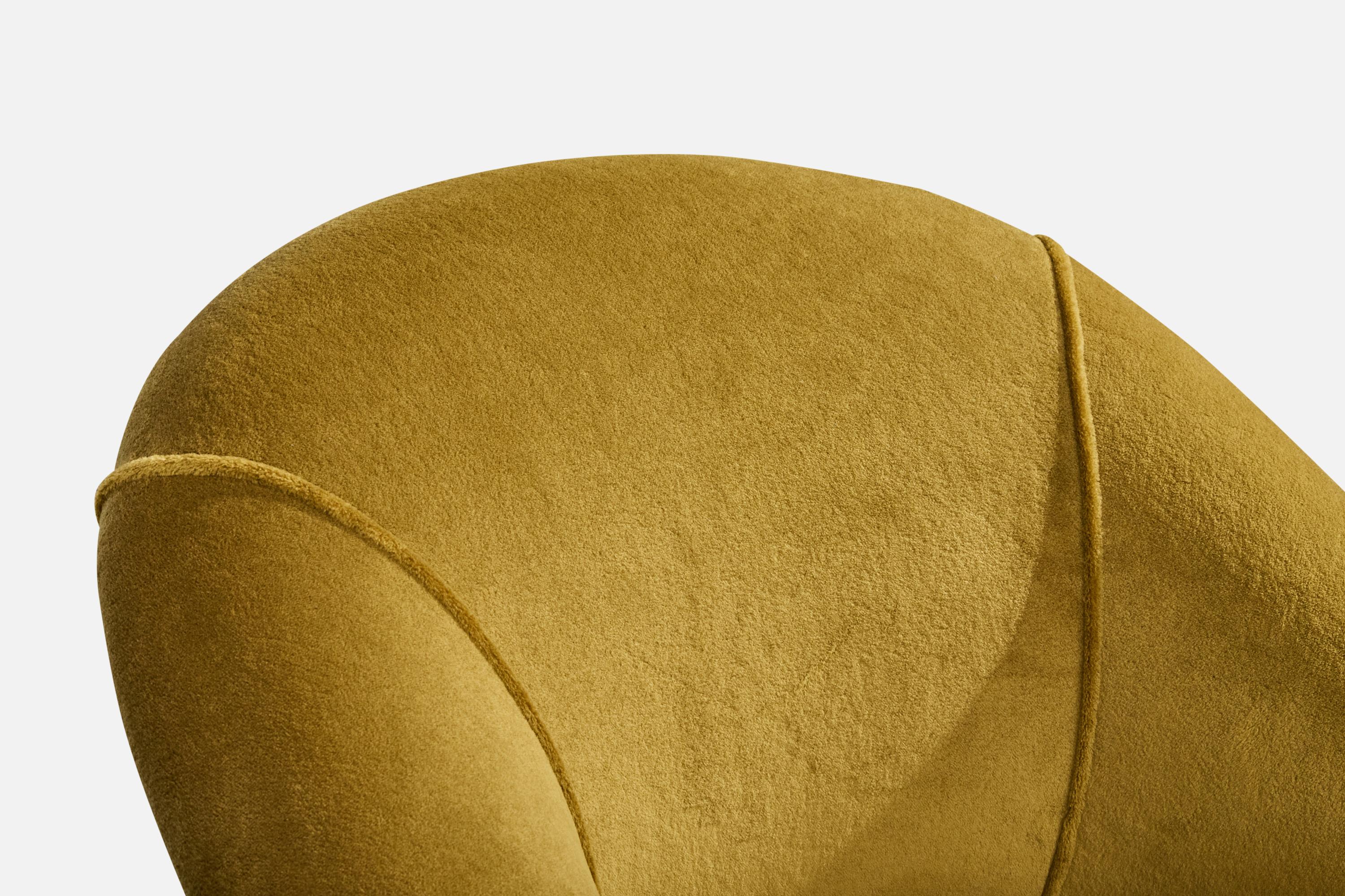 Guglielmo Veronesi, Loungesessel, Samt, Holz, Messing, Italien, 1950er Jahre im Angebot 5