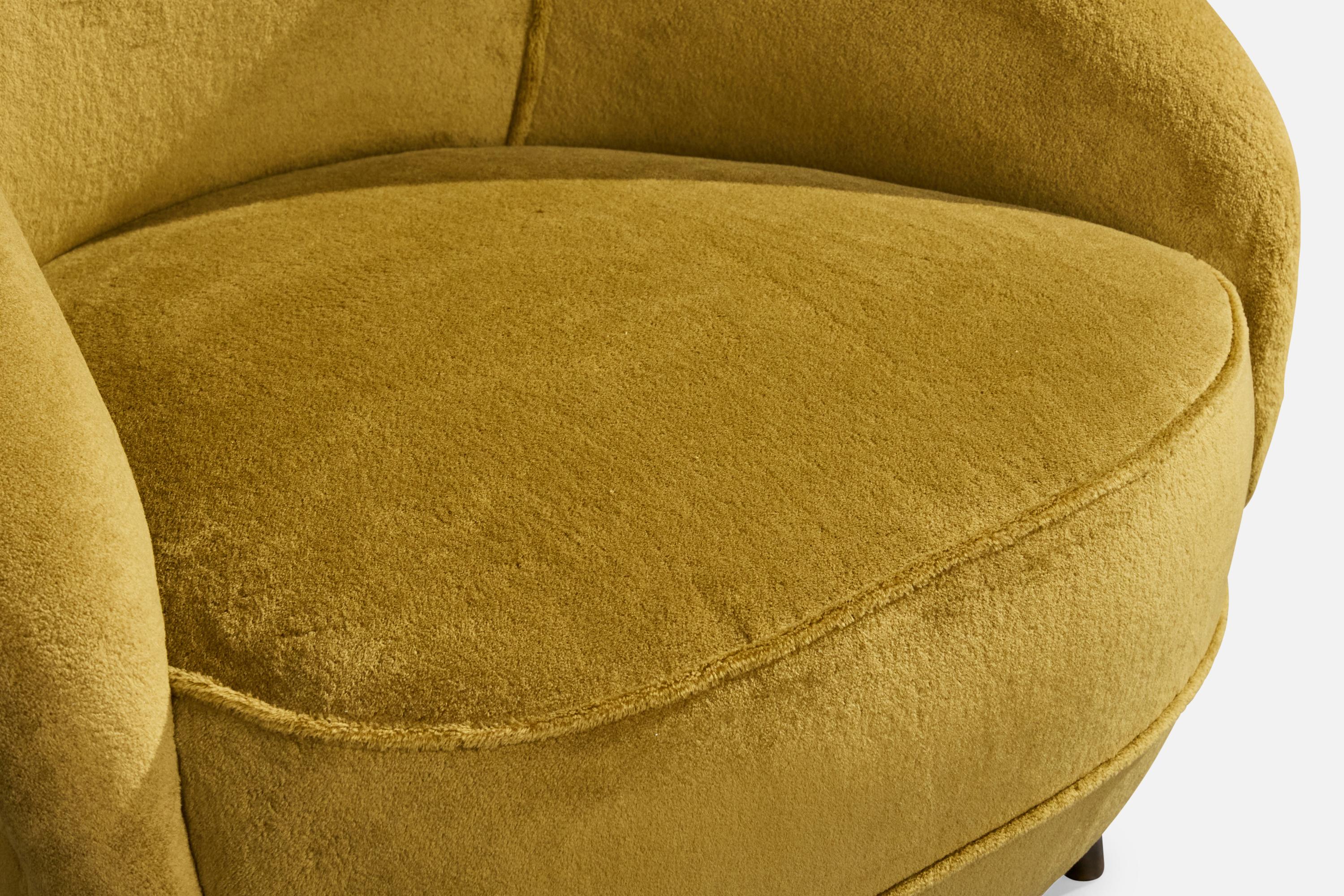 Guglielmo Veronesi, Loungesessel, Samt, Holz, Messing, Italien, 1950er Jahre im Angebot 7
