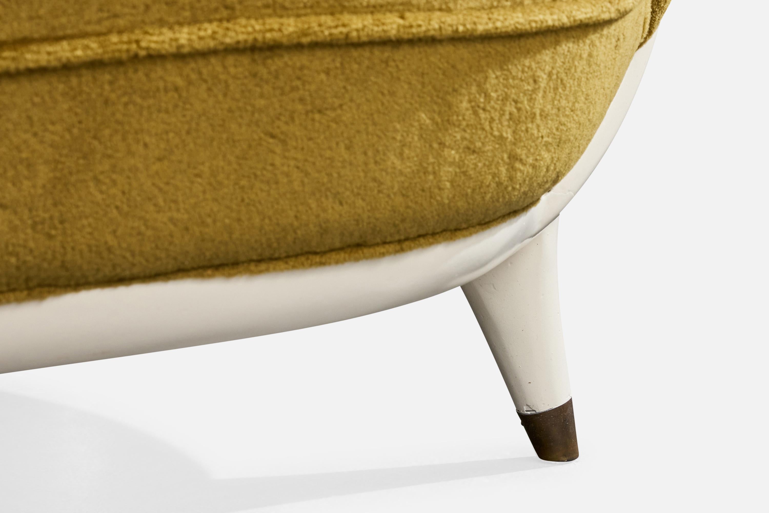 Guglielmo Veronesi, Loungesessel, Samt, Holz, Messing, Italien, 1950er Jahre im Angebot 3