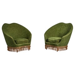 Guglielmo Veronesi, Sillas de salón, Tela, Madera, Latón, Italia, Años 50