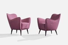 Guglielmo Veronesi, Lounge Chairs, Wood, Fabric, Italy, 1950s