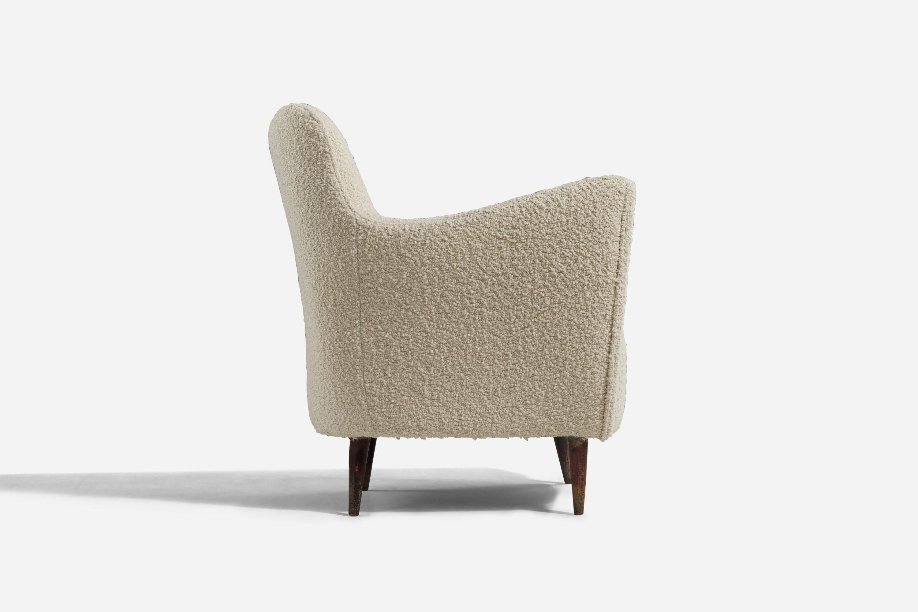 Mid-20th Century Guglielmo Veronesi, Lounge Chairs, Wood, White Fabric, ISA Bergamo, Italy, 1950s